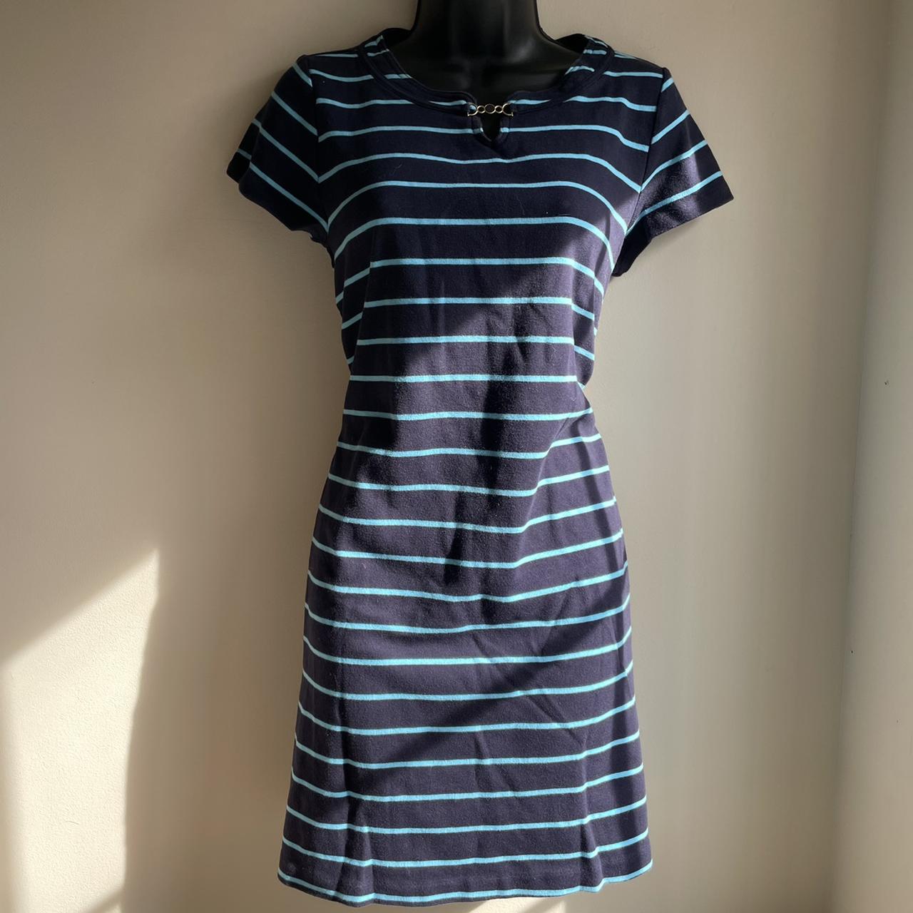 Talbots Women's Blue and Navy Dress | Depop