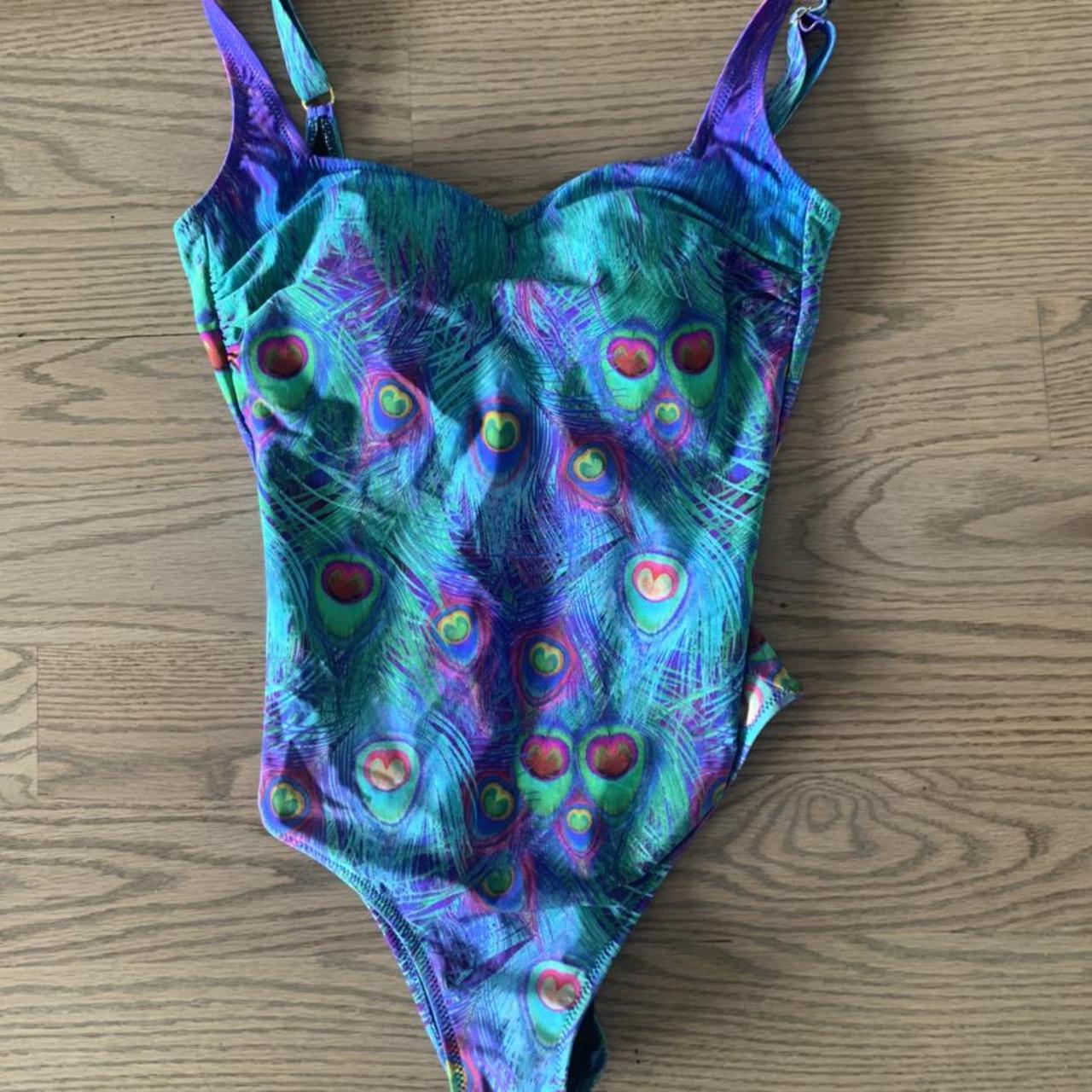 INCREDIBLE VINTAGE PEACOCK SWIMSUIT size... - Depop