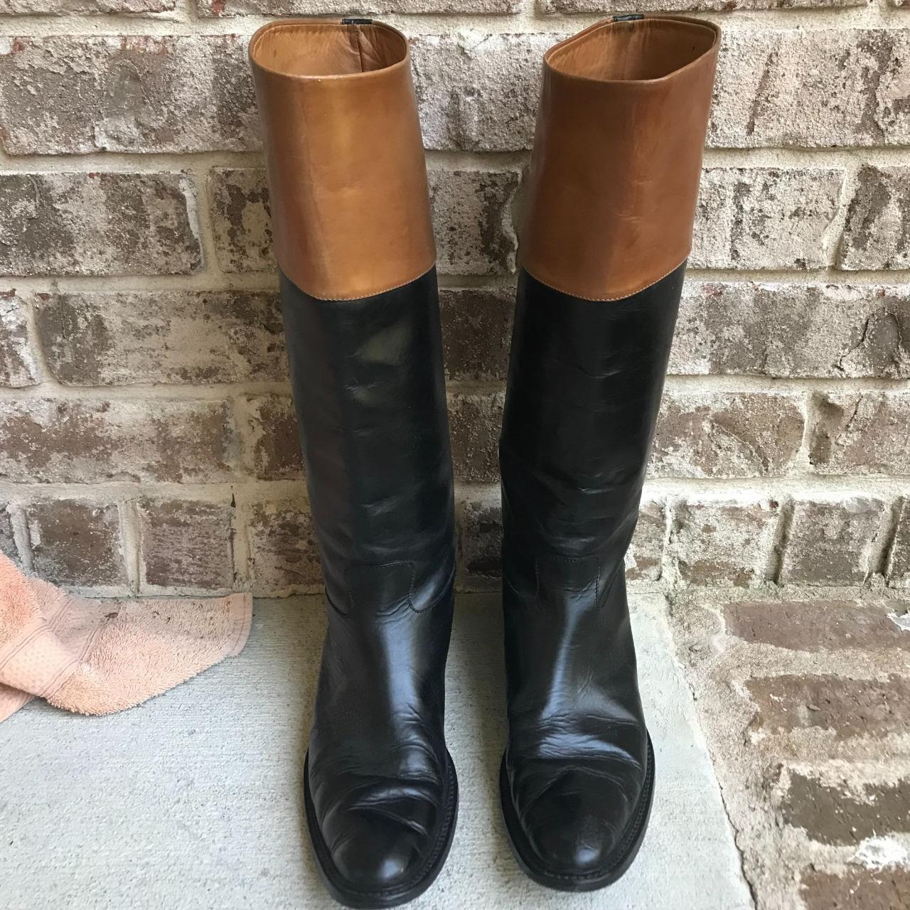 Two toned riding clearance boots black and brown