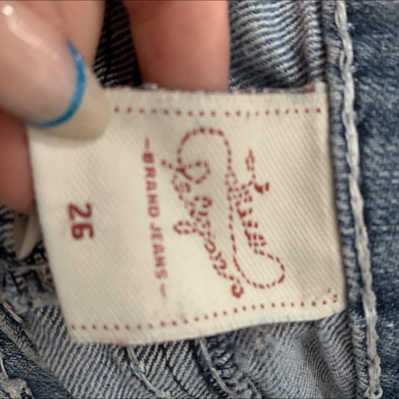 vintage amazing true religion cross stitch white and... - Depop