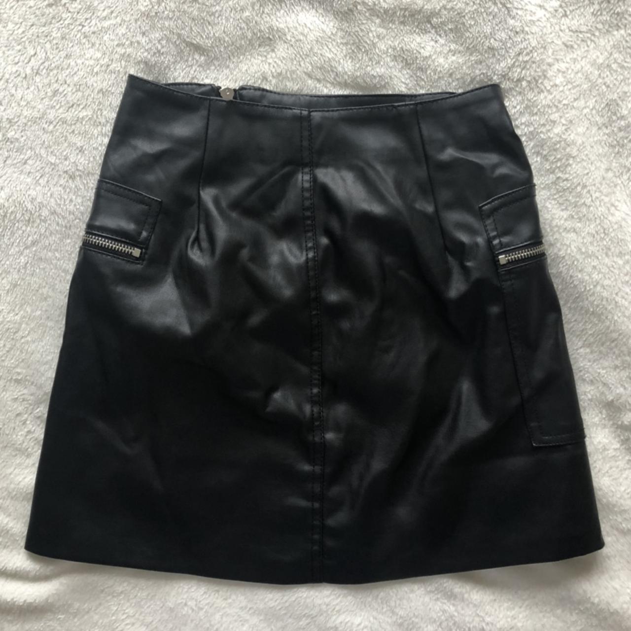 Bershka faux leather mini skirt super cute mini... - Depop