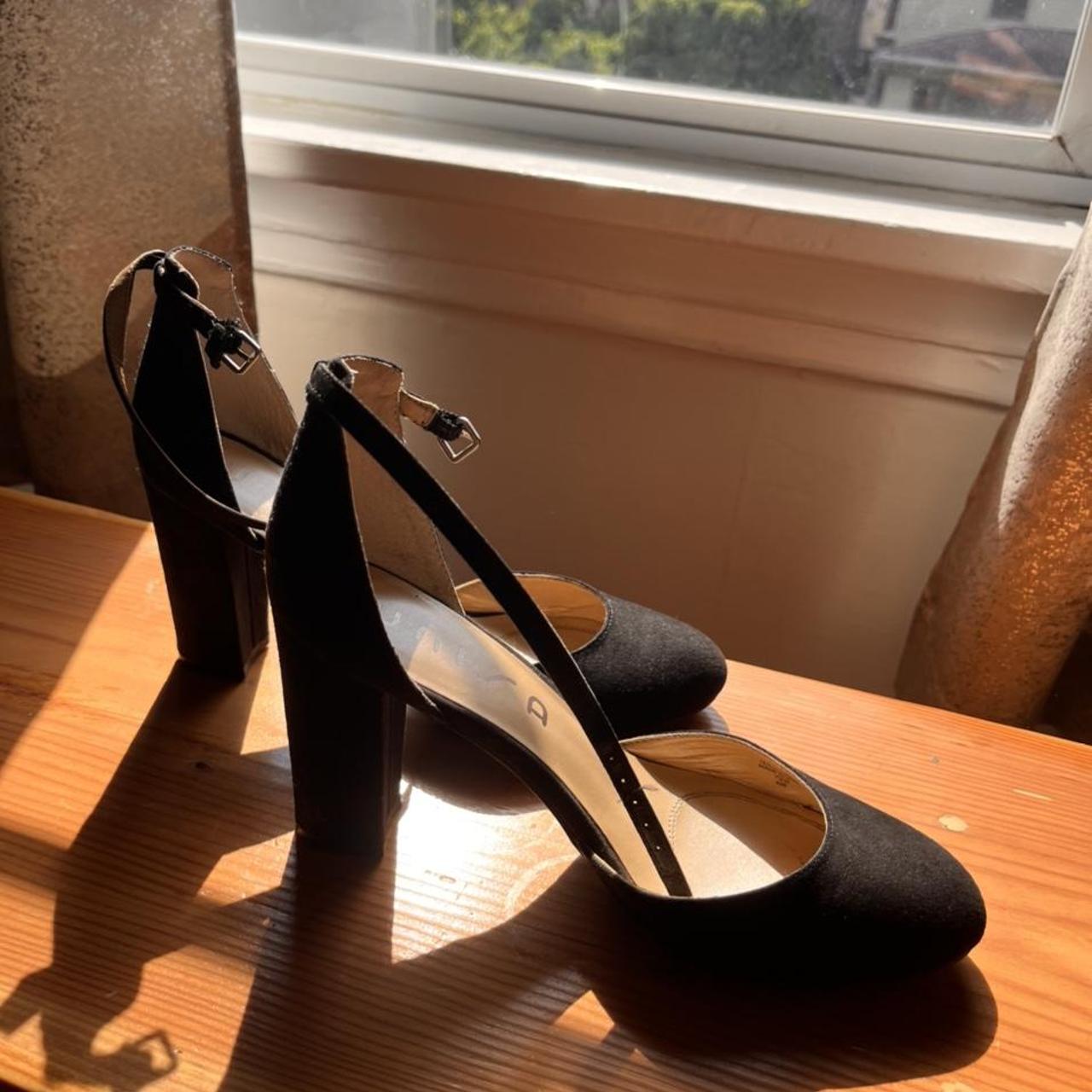 Black 6” heels US women size 7”-7.5” with straps... - Depop