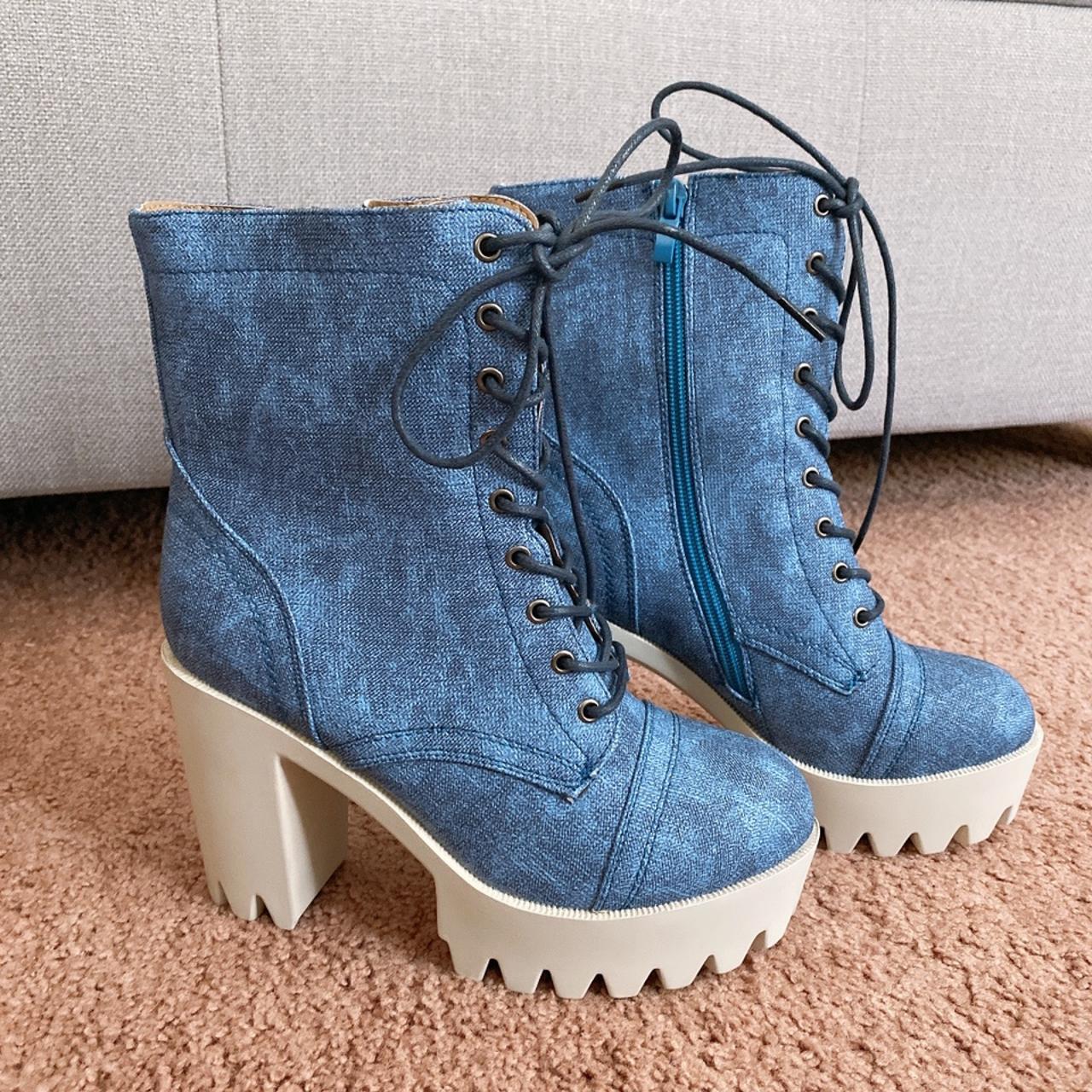 Denim on sale wedge boots