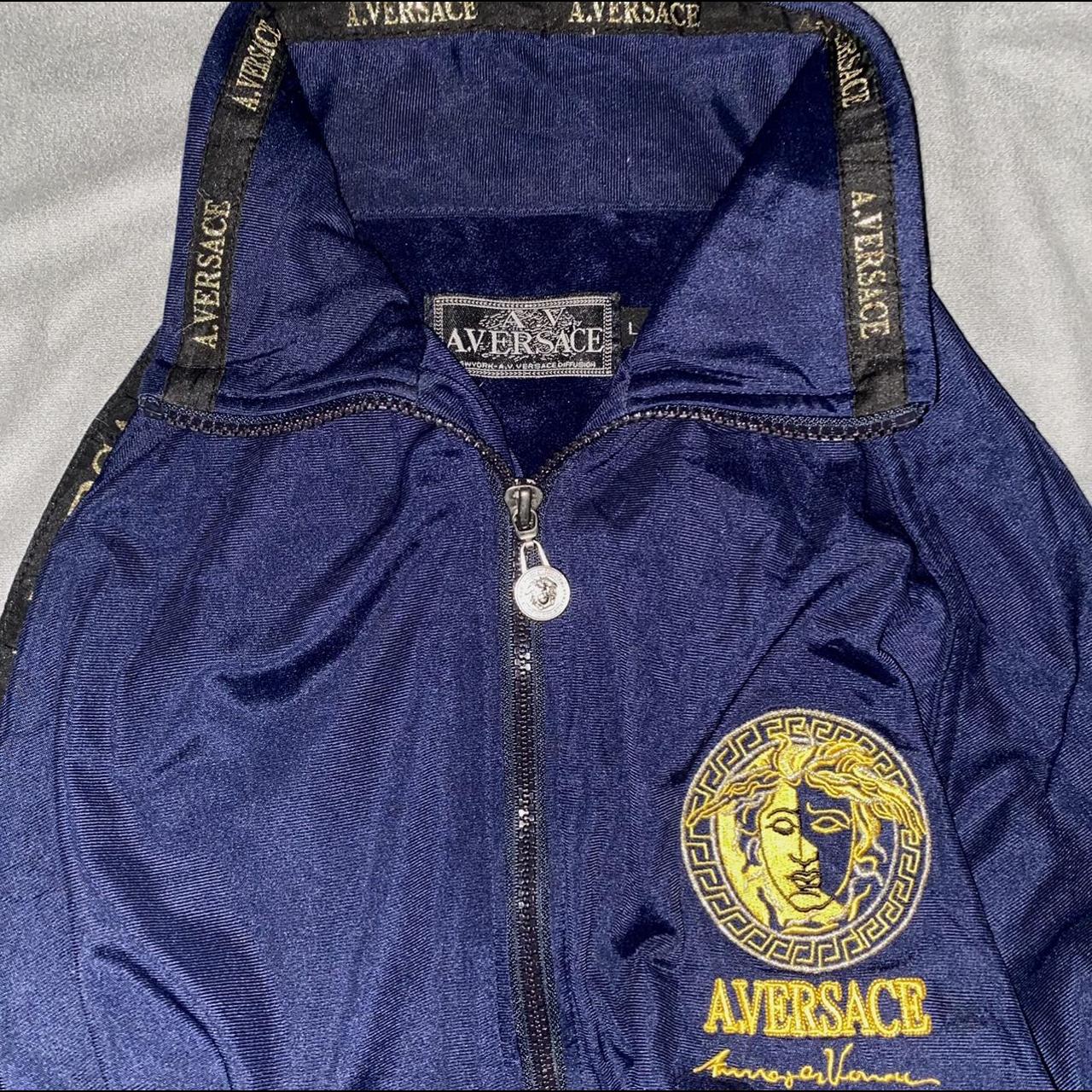 Vintage 90's Alfredo Versace Yellow and Grey Zip Up - Depop