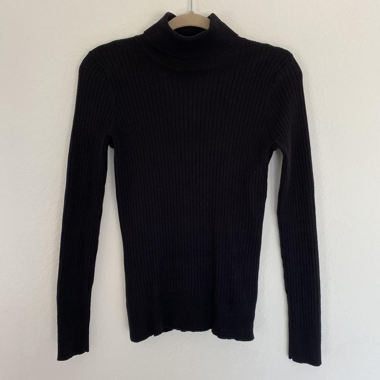 Merona Black Ribbed Turtleneck Sweater M ~ size... - Depop