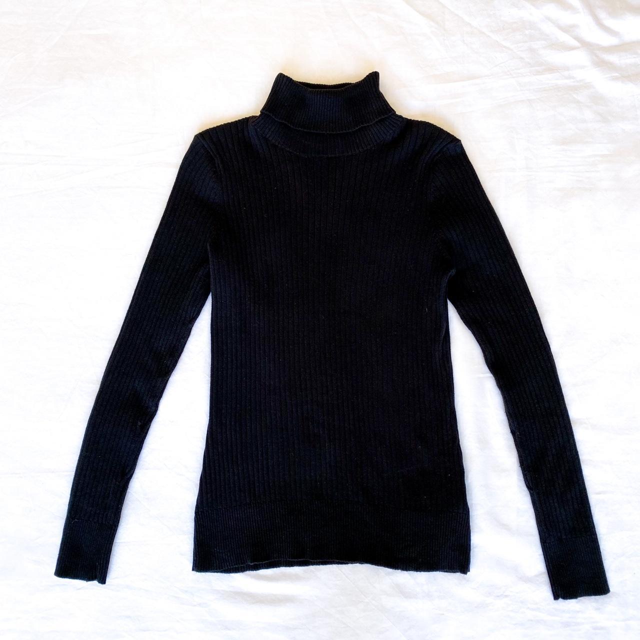 Merona Black Ribbed Turtleneck Sweater M ~ size... - Depop