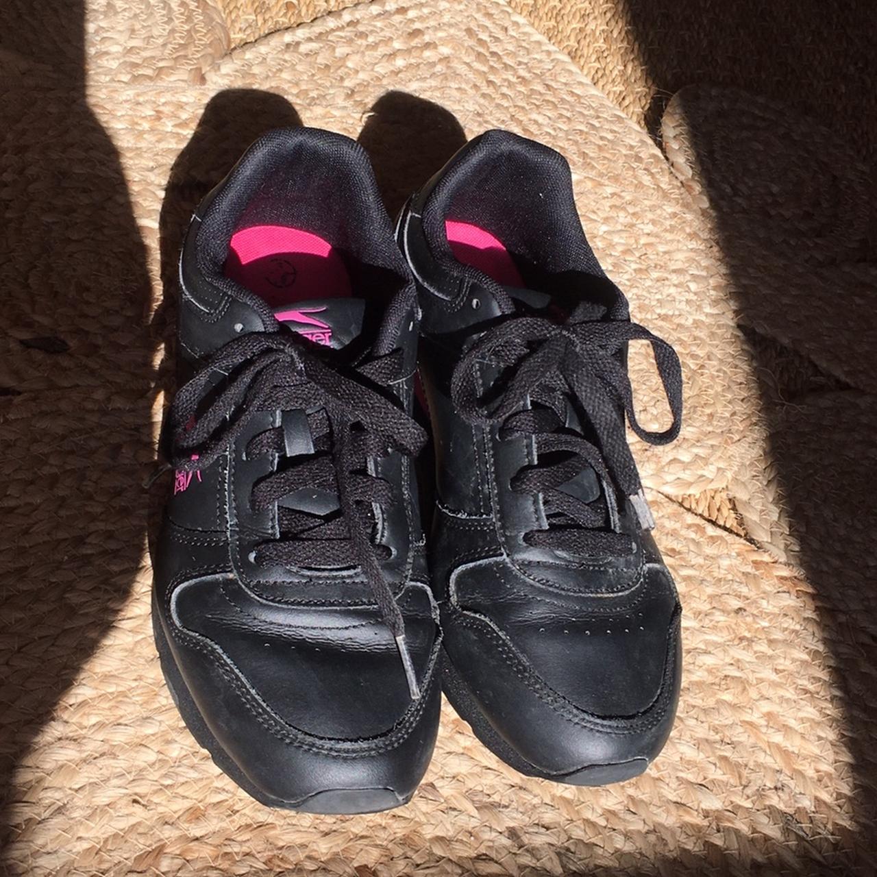 black and pink slazenger trainers, size 5, really... - Depop