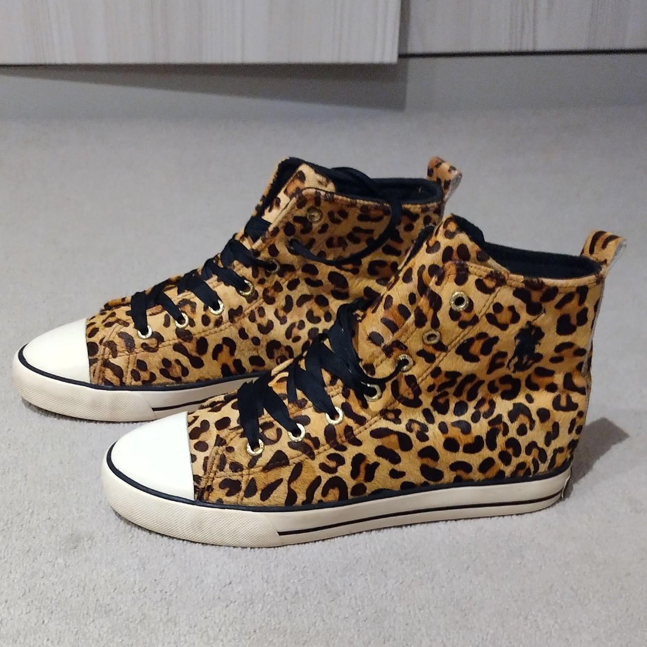 Ladies Ralph Lauren leopard print high tops - Depop