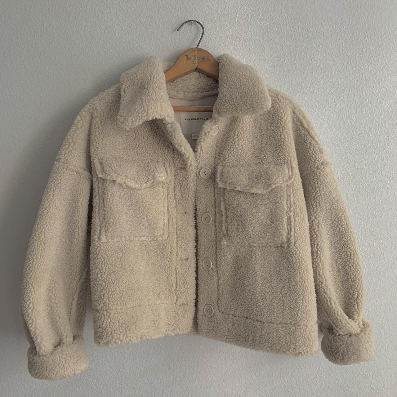 Sherpa jacket Suede-like interior American Eagle... - Depop