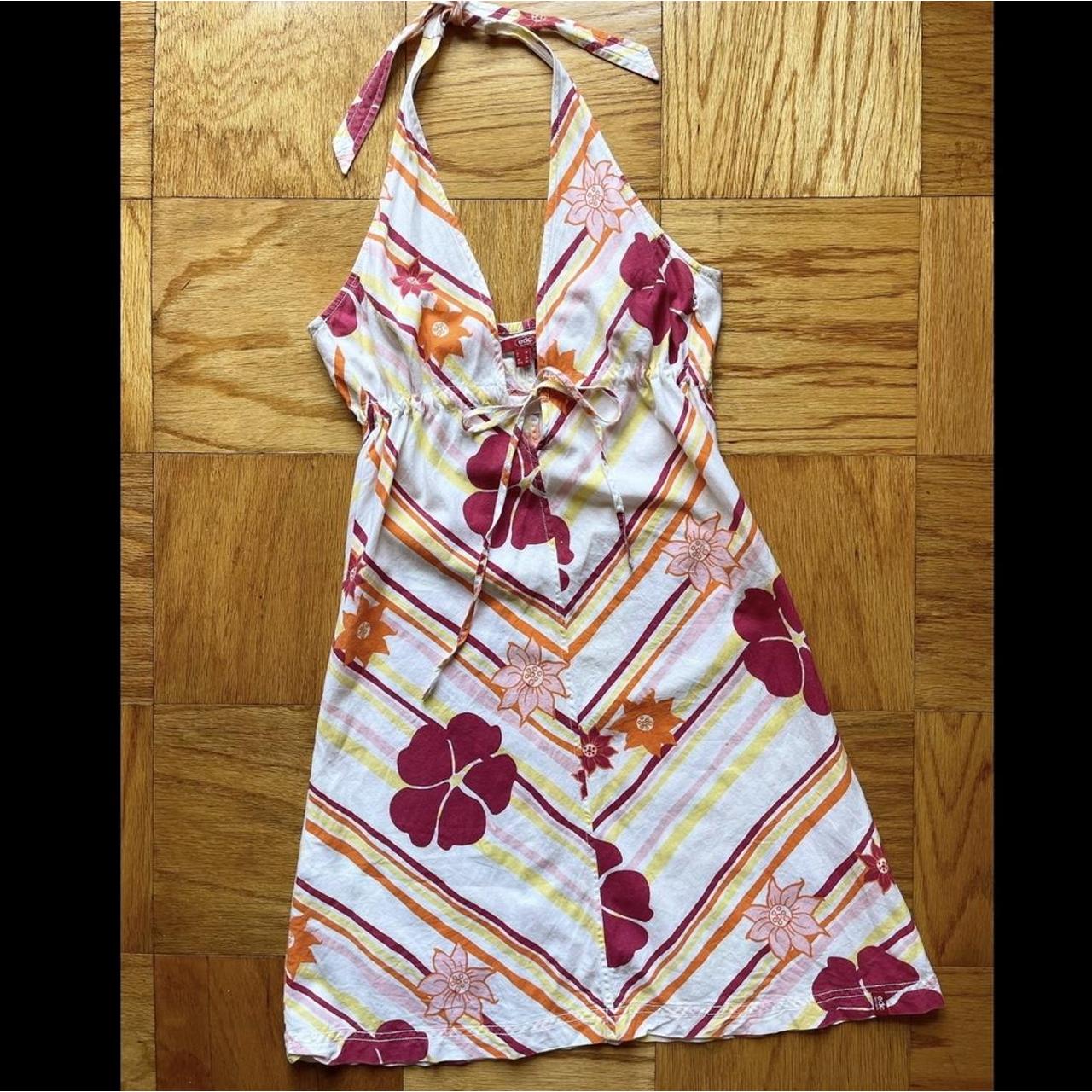 Esprit Women's Pink and Orange Dress Depop