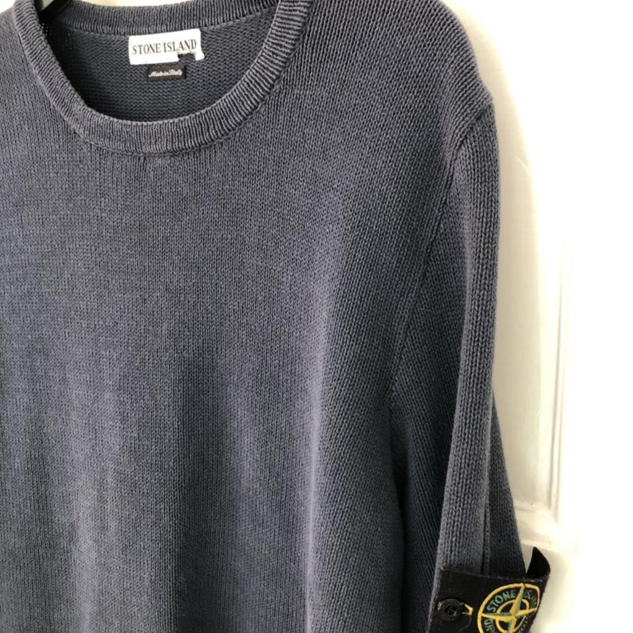 Stone Island Men's Blue and Grey Jumper | Depop