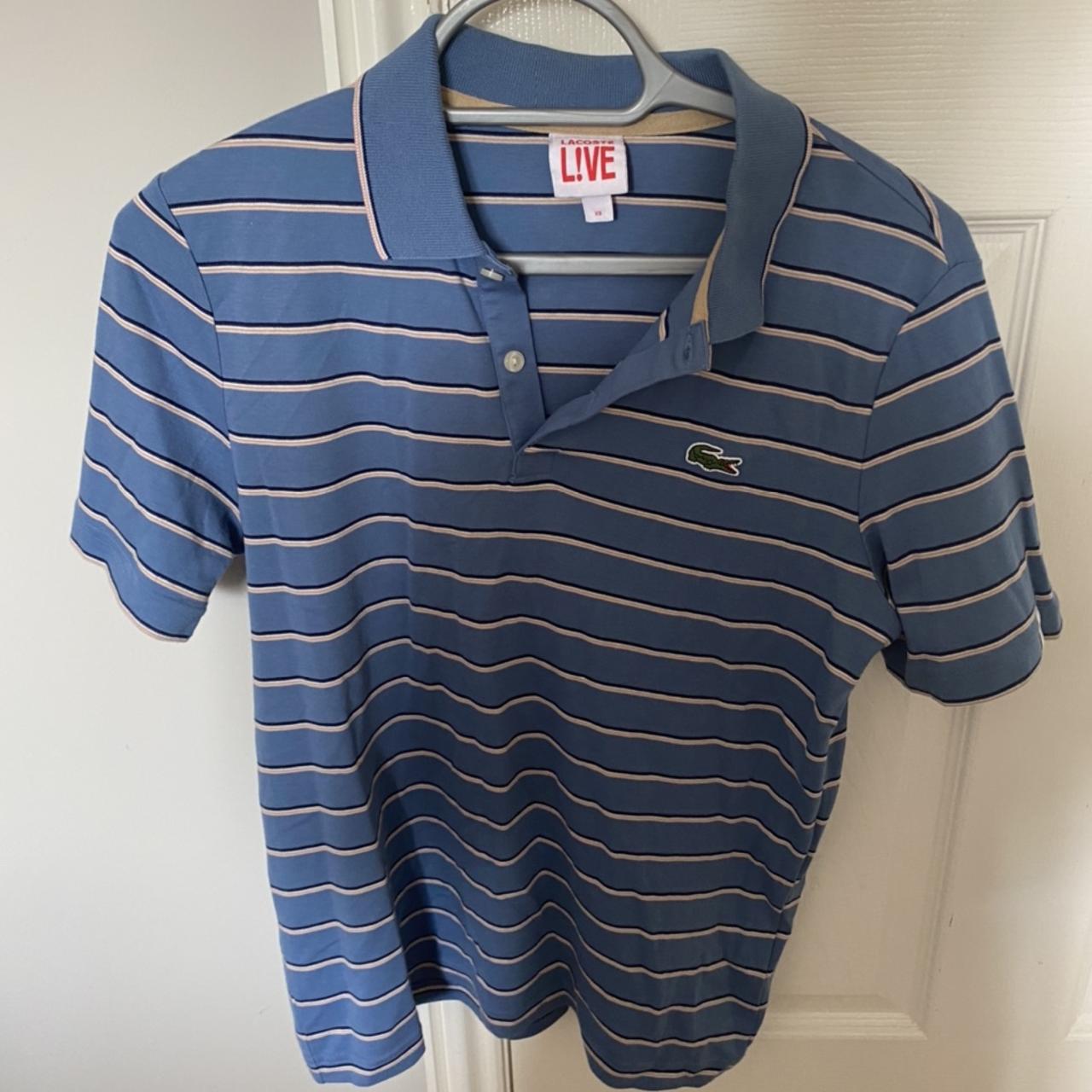 Stripy Lacoste Live polo shirt in perfect condition.... - Depop