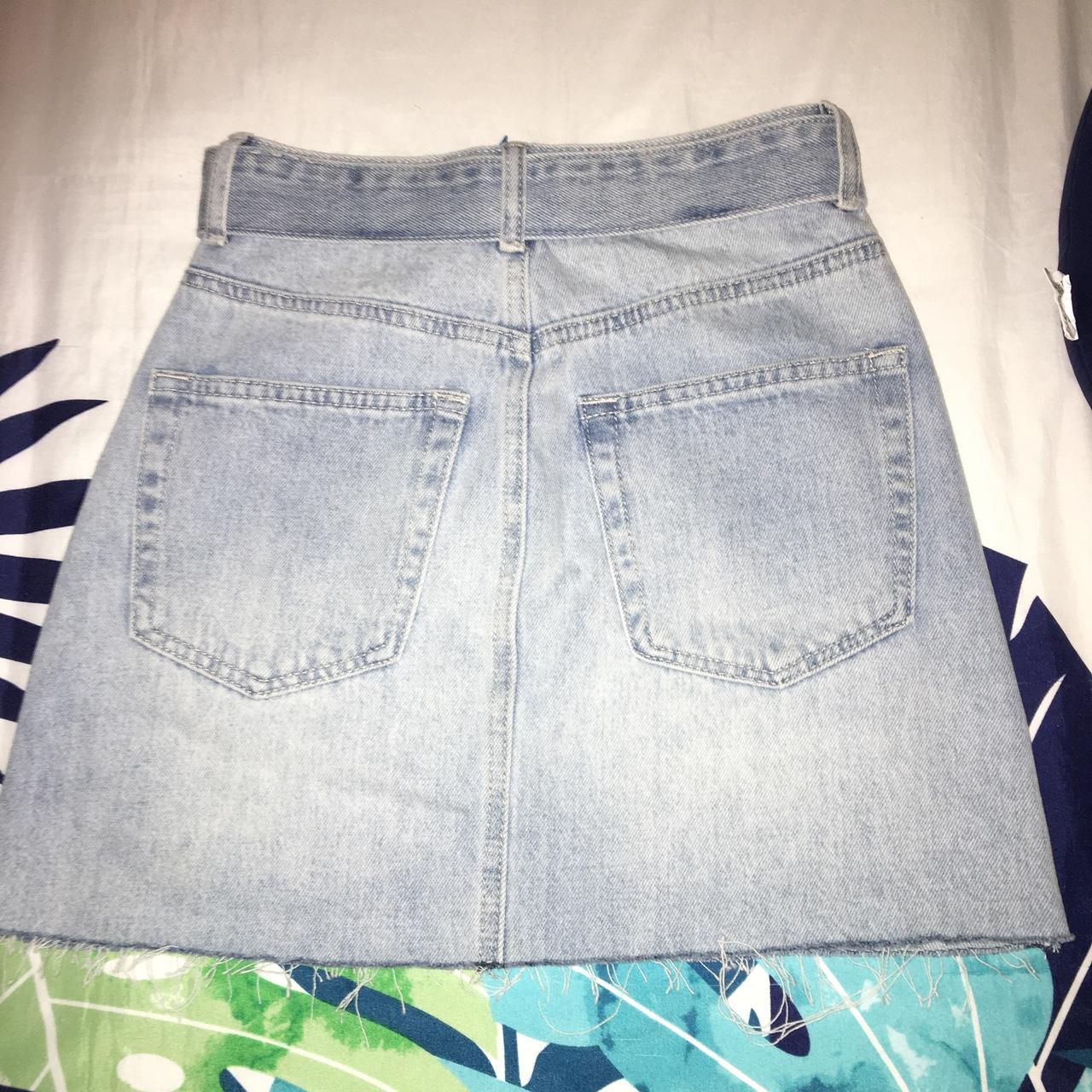 Denim skirt with belt Size 6 - true to size Never... - Depop