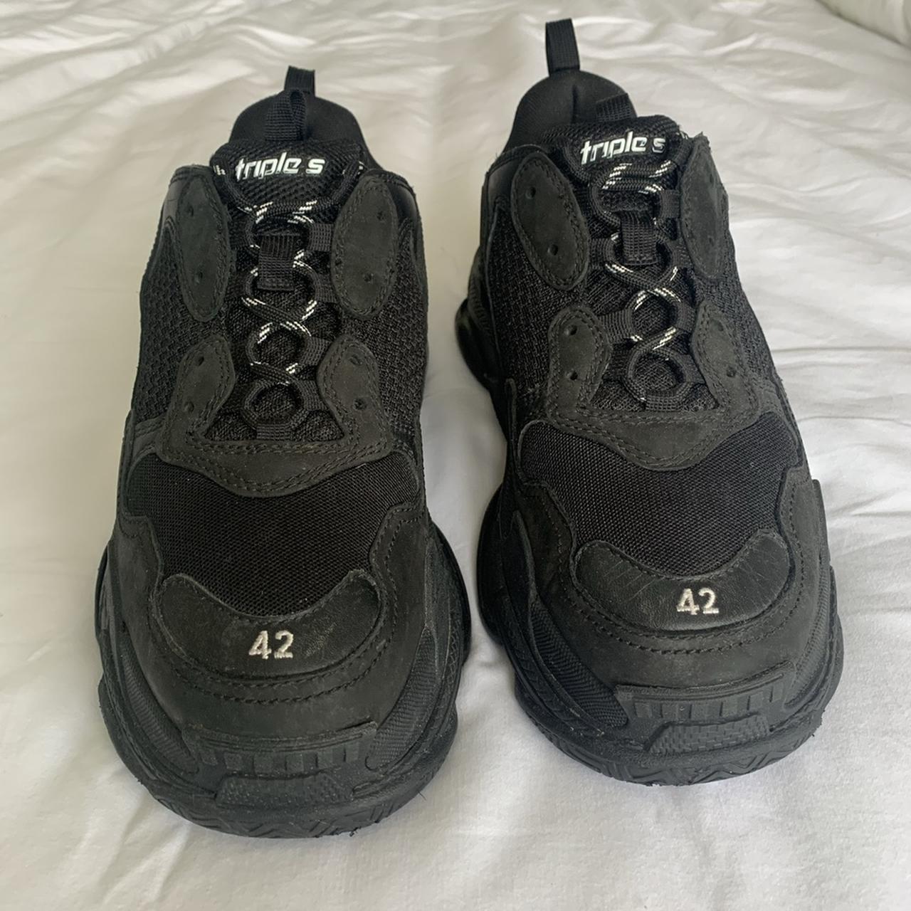 Balenciaga Triple S all black EU42 Some wear on... - Depop