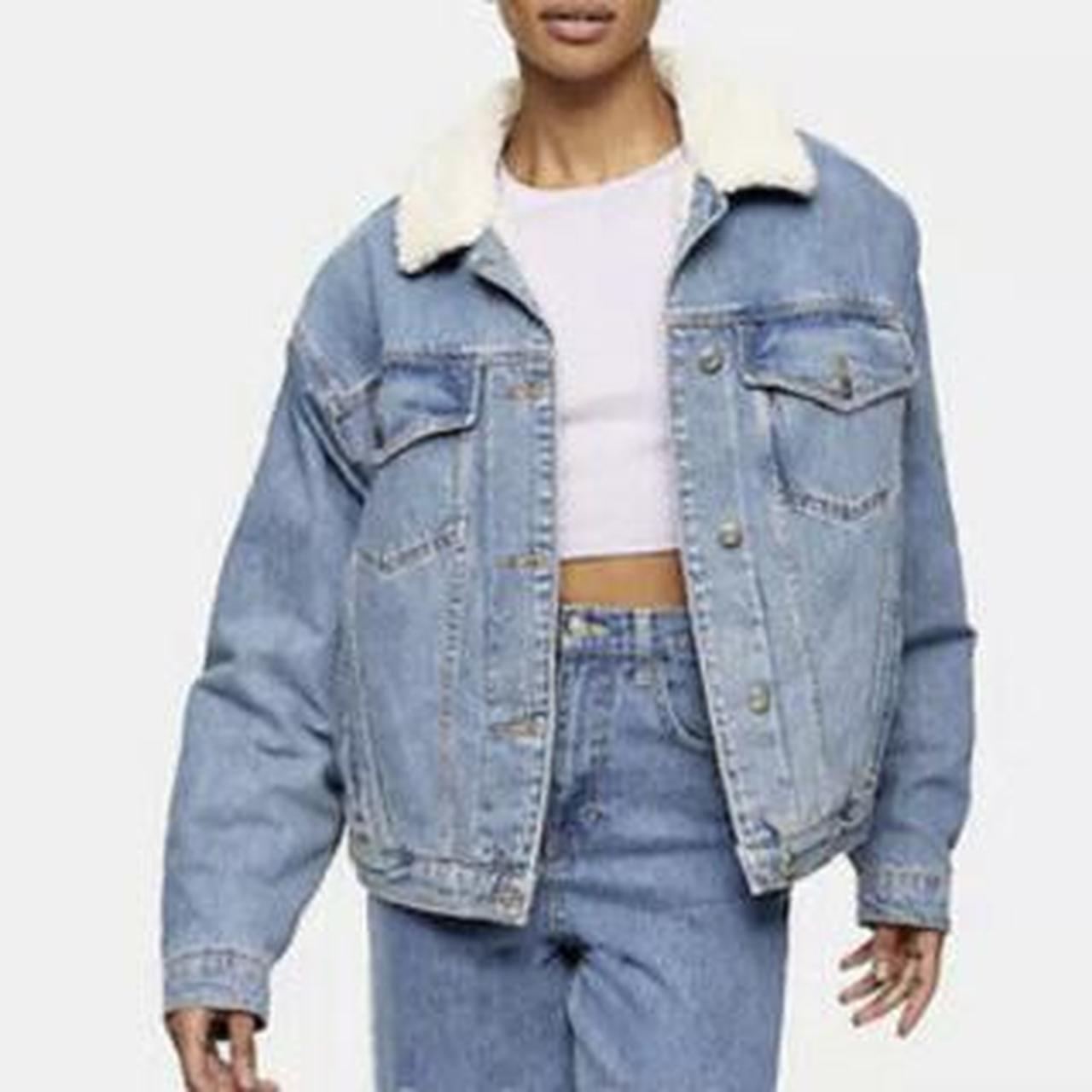 Topshop Moto Borg Lined Denim Jacket🥰 Size 8 Is A Depop 