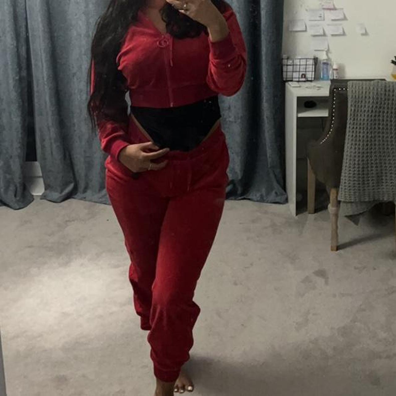 Red juicy couture tracksuit. Very comfortable and... Depop