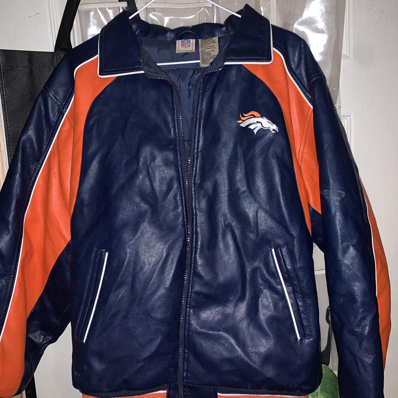 AUTHENTIC NFL JACKET. Large Denver Broncos leather / - Depop