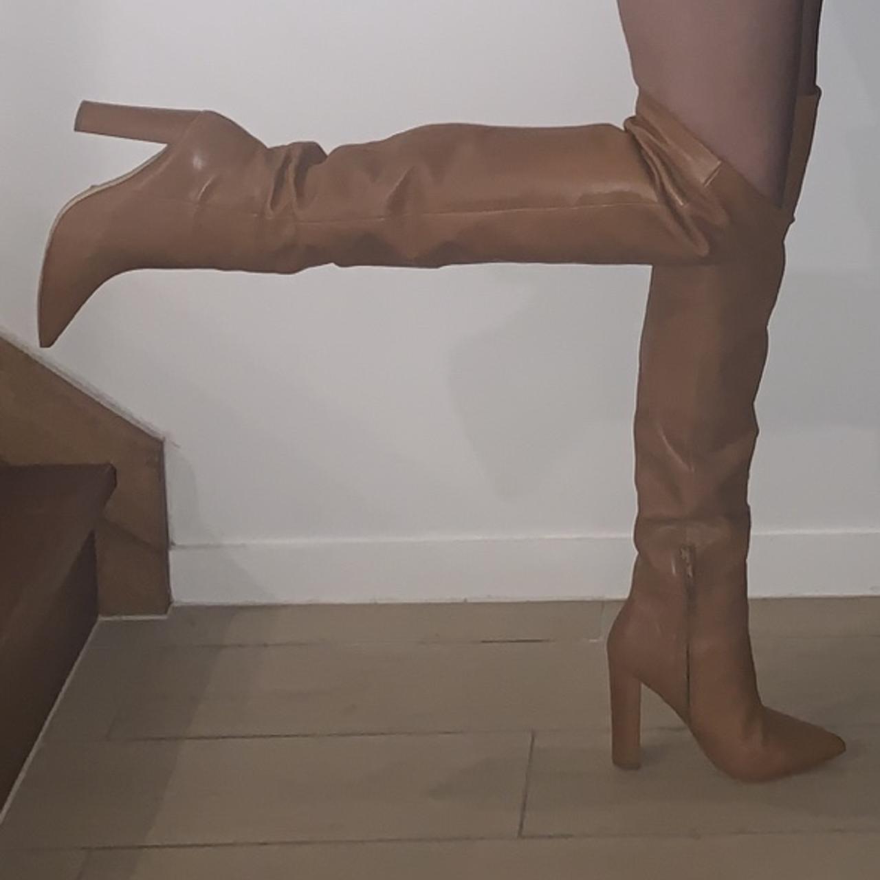TAN OVER THE KNEE TONY BIANCO LUX BOOT - SIZE... - Depop