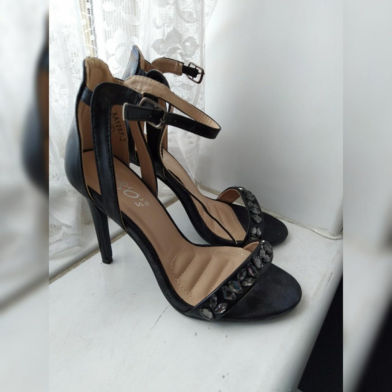 BLACK STILETTOS • Back stiletto heels - applique... - Depop