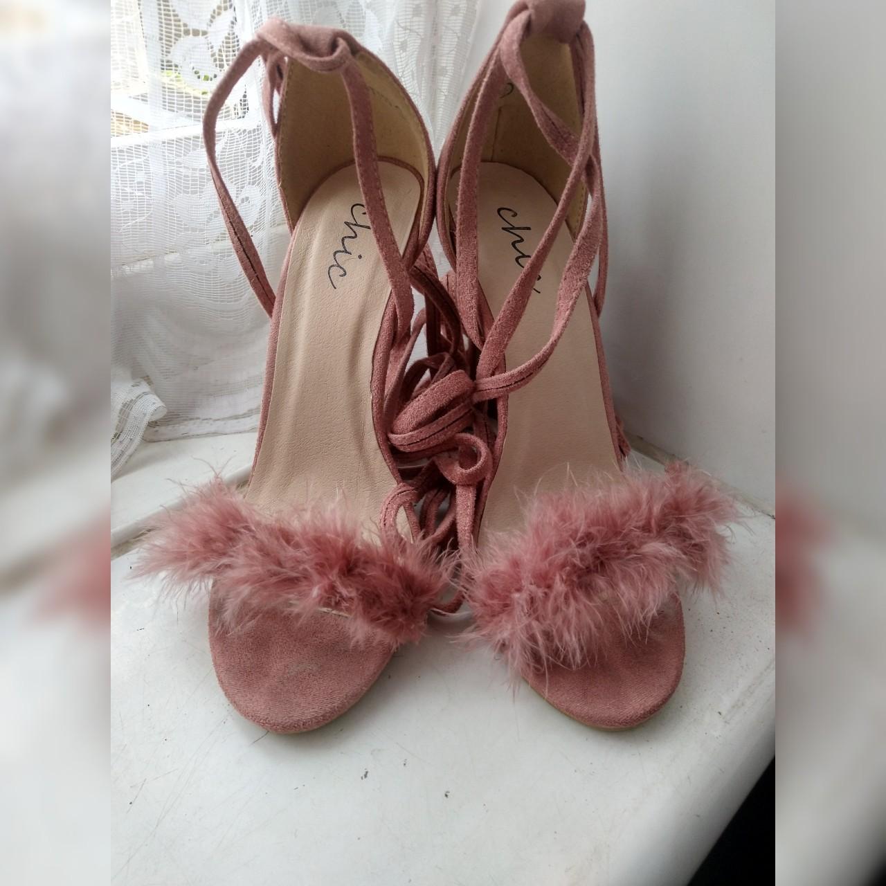 PINK PARTY HEELS • Pink party stilettos, fur... - Depop