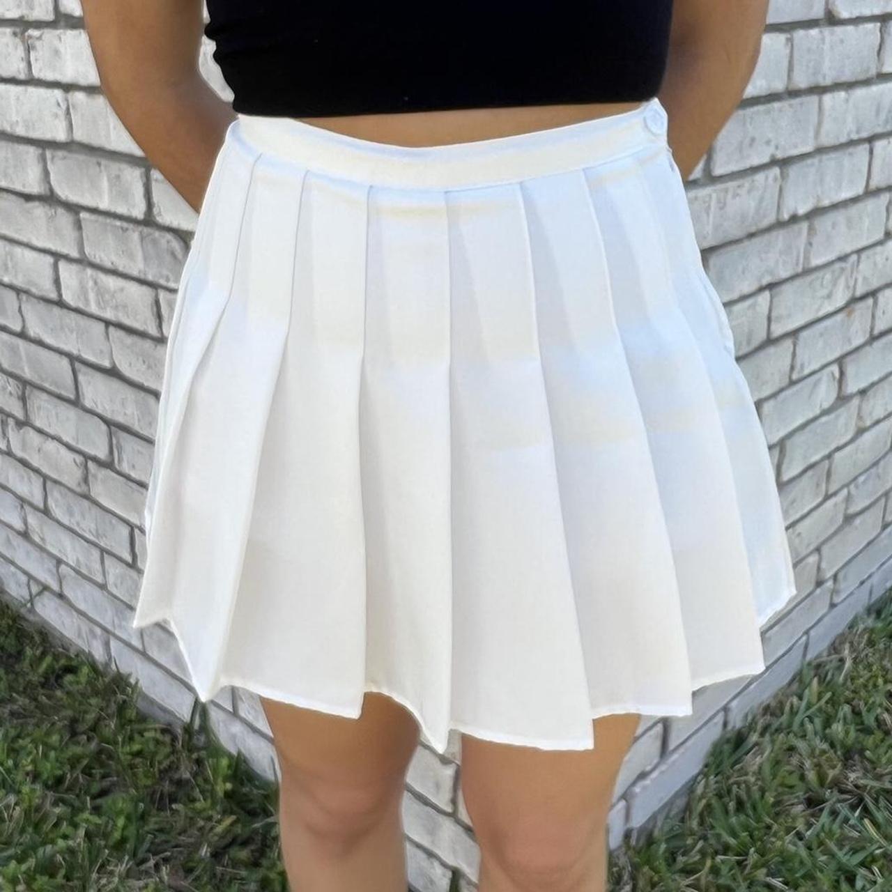 the cutest white pleated tennis skirt no tags but... - Depop