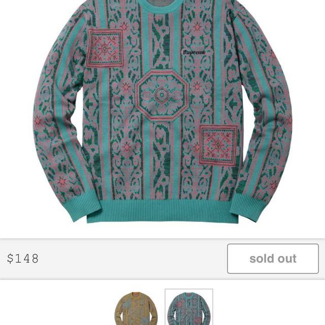 Supreme tapestry sweater teal. , SS/18 week 5 (I...