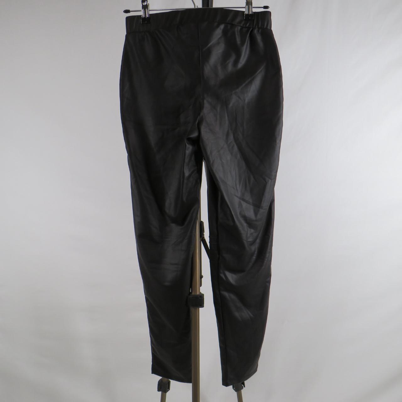 Balera black faux leather leggings with elastic... - Depop