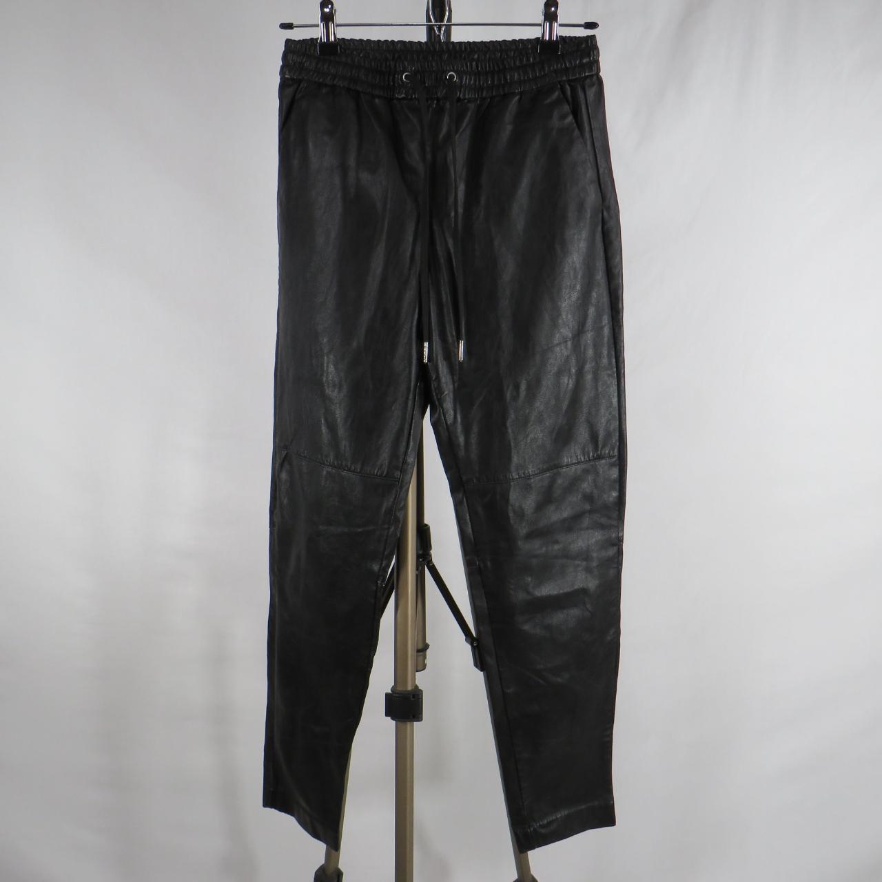 H&M leather pants with drawstring elastic waist, 2... - Depop