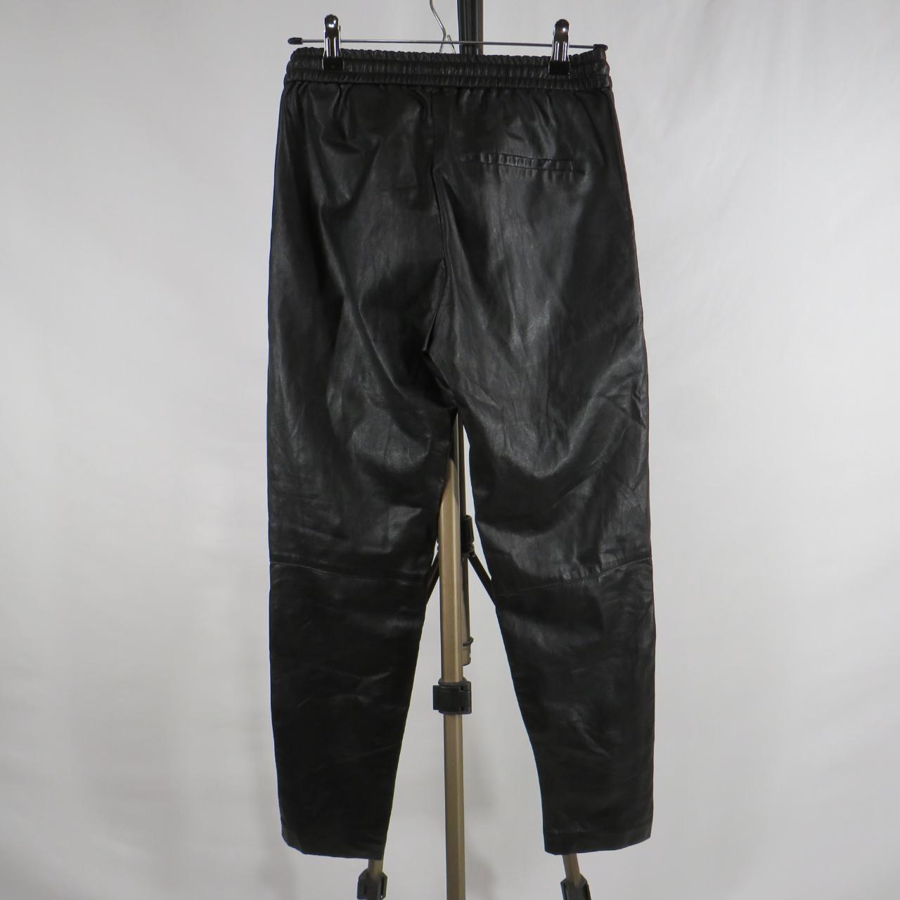 H&M leather pants with drawstring elastic waist, 2... - Depop