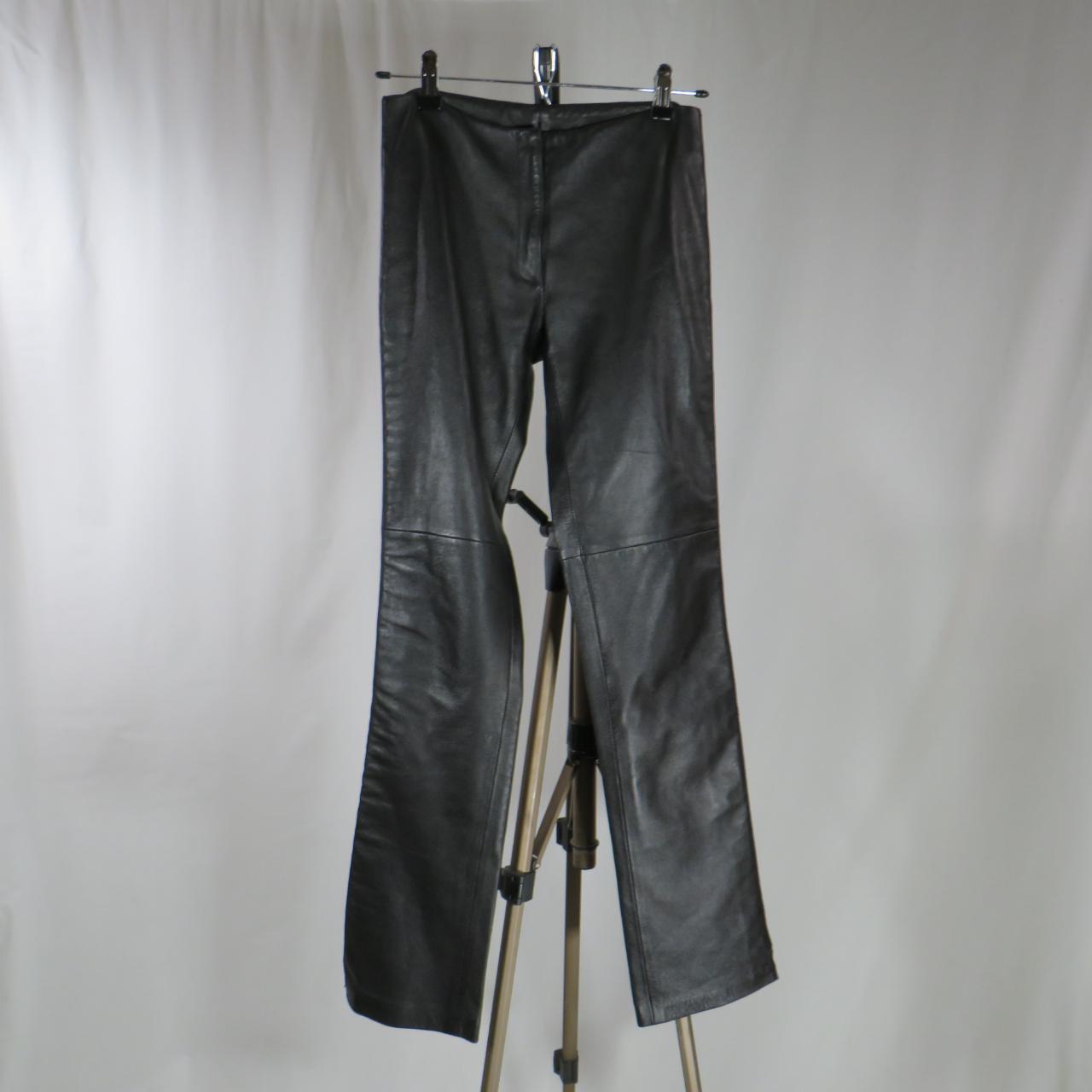 Rare Bebe black leather pants. Outsides of pant legs... - Depop