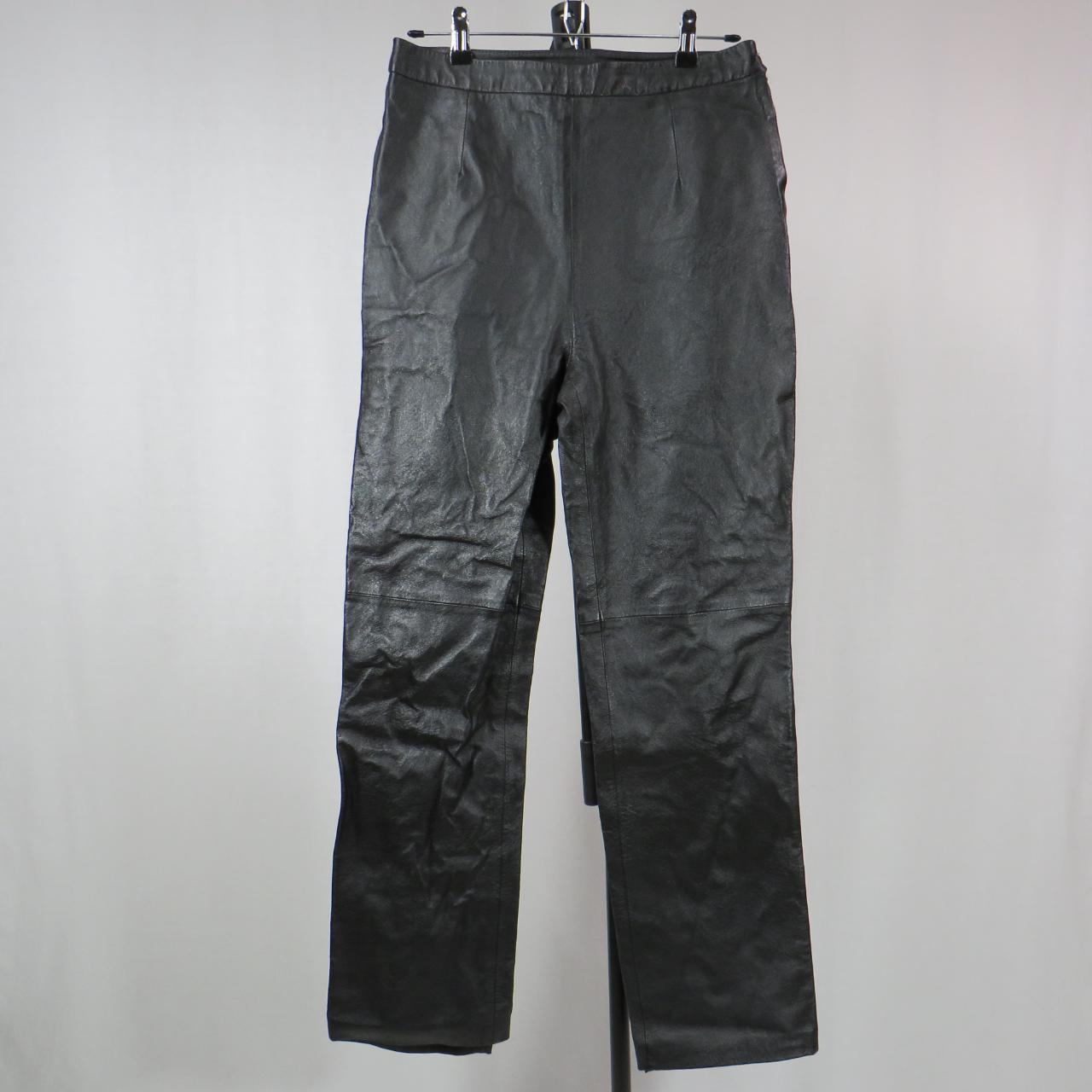 Clio black leather pants with left zipper Waist... - Depop
