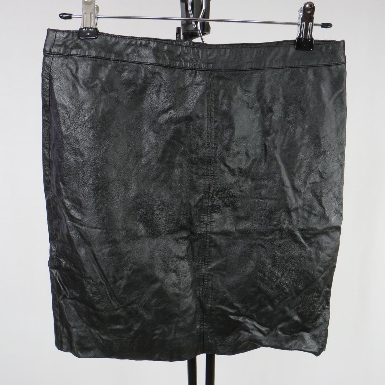 H&M black leather skirt with back... - Depop
