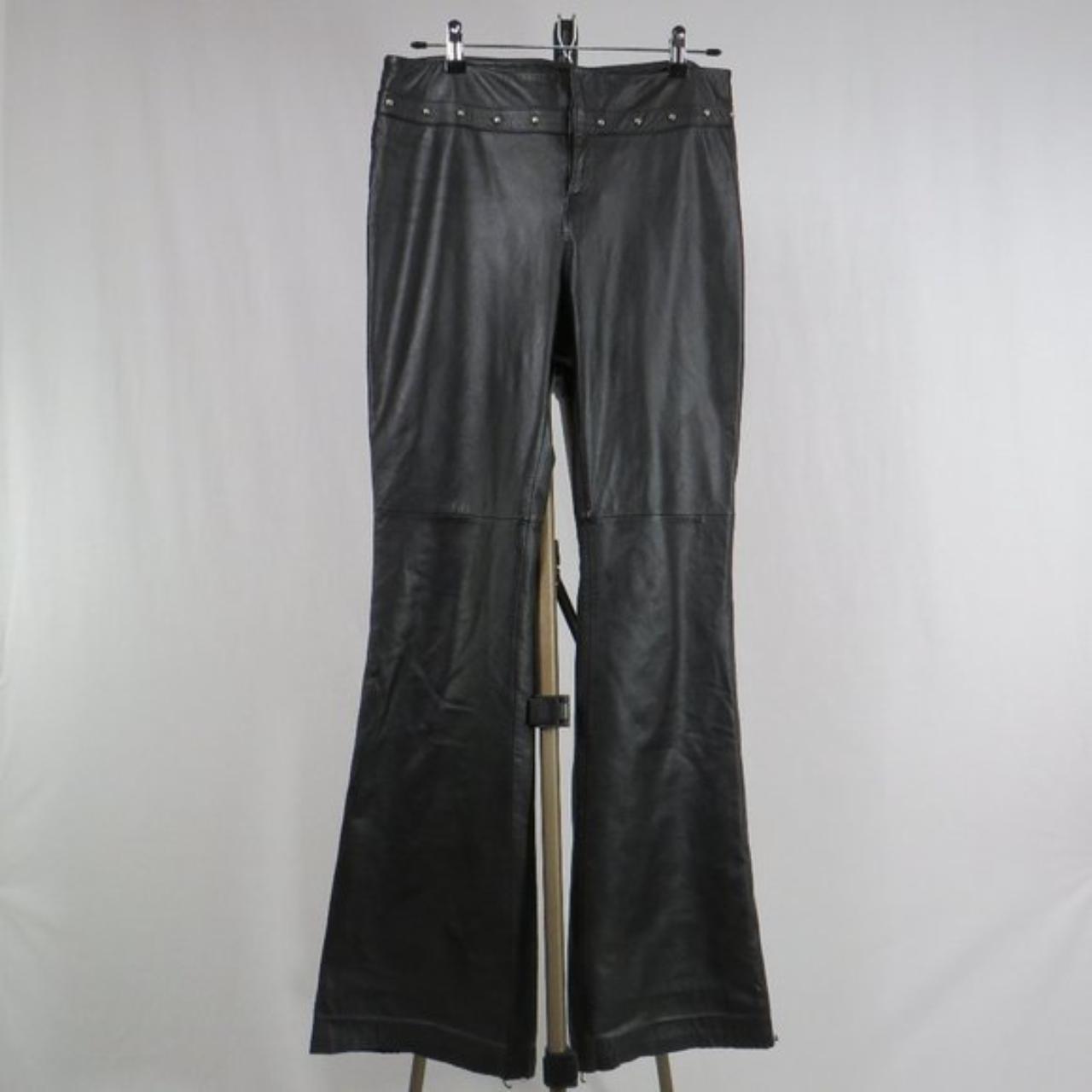 Ralph Lauren black leather mid-rise pants with... - Depop