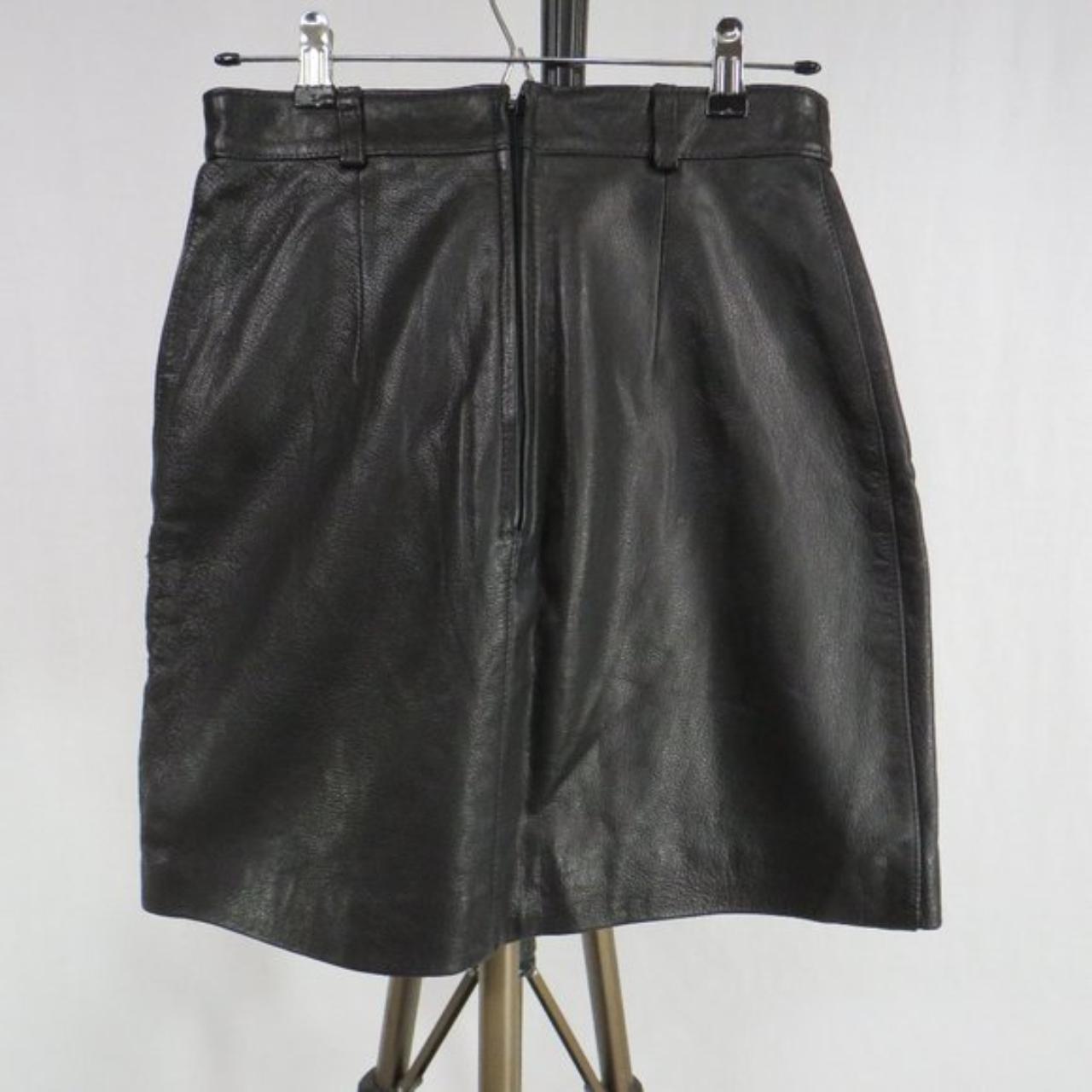 Hugo Buscati black leather skirt with 2 front... - Depop