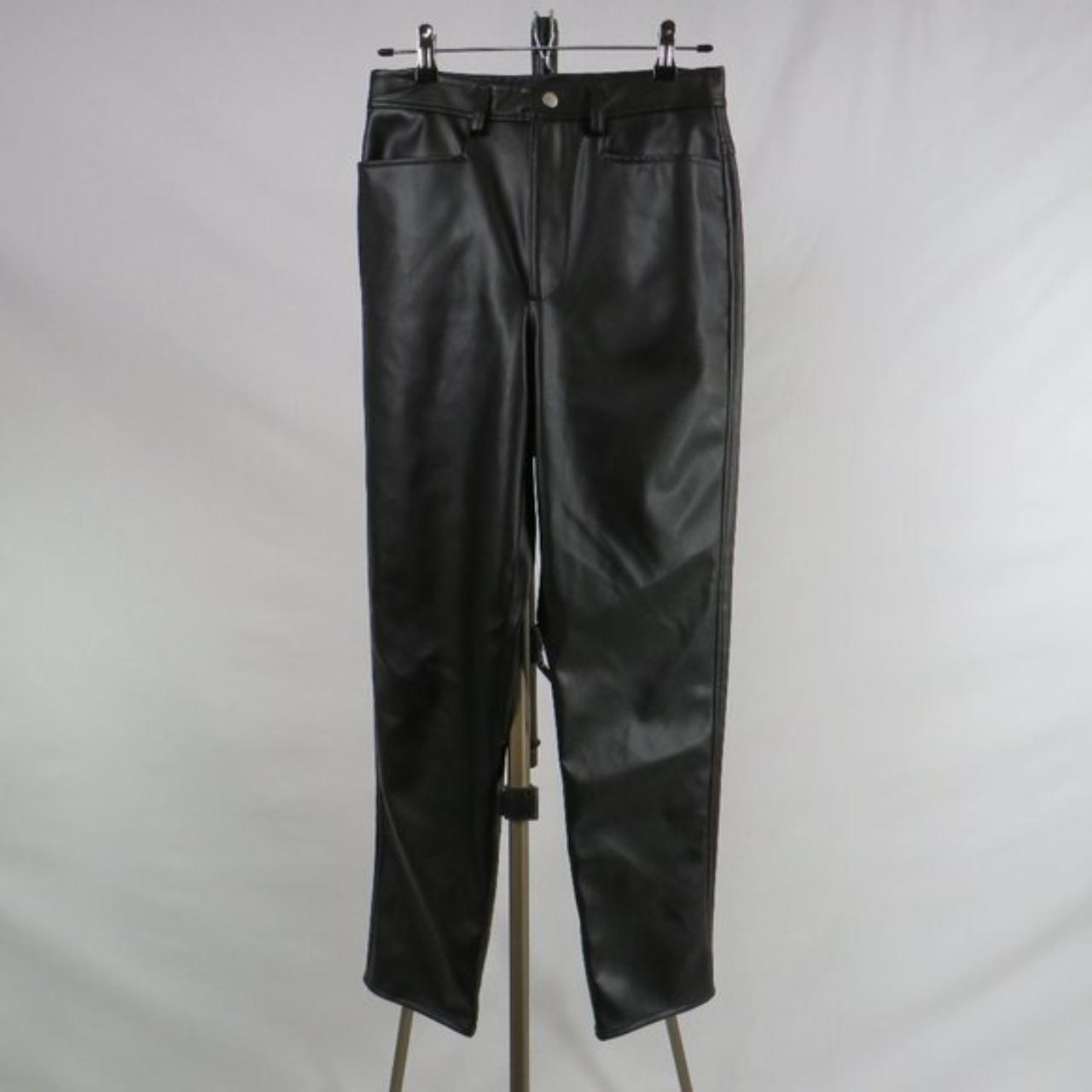 Liz Claiborne black faux leather high-rise pants... - Depop