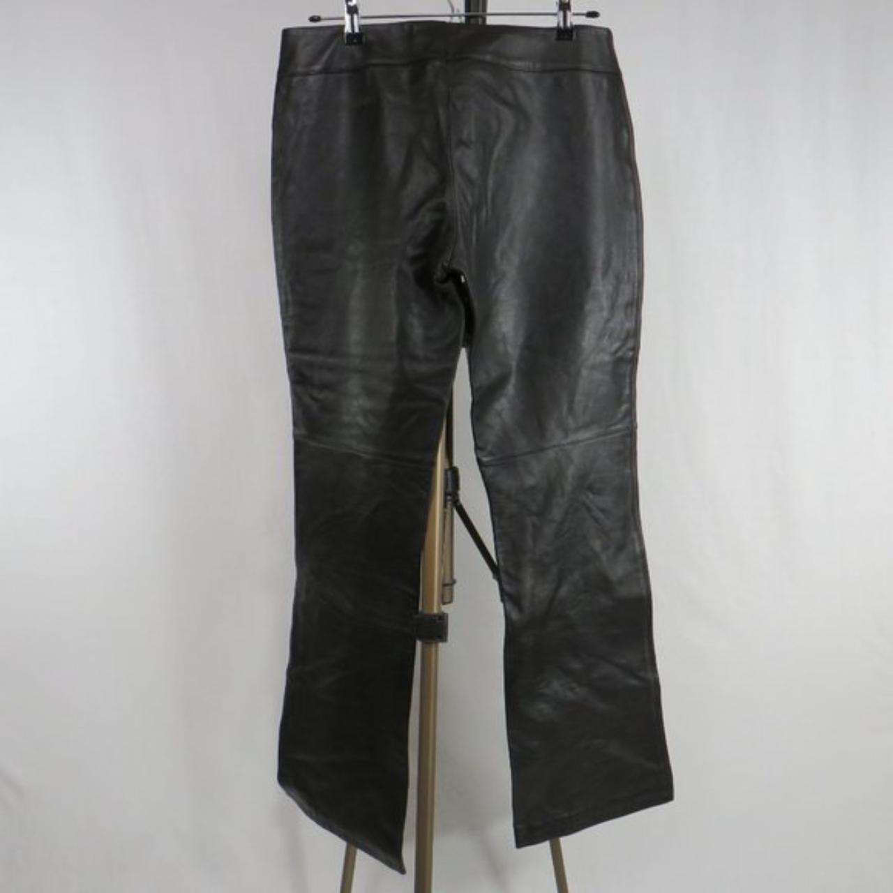 Old Navy black leather pants, no pockets or belt... - Depop