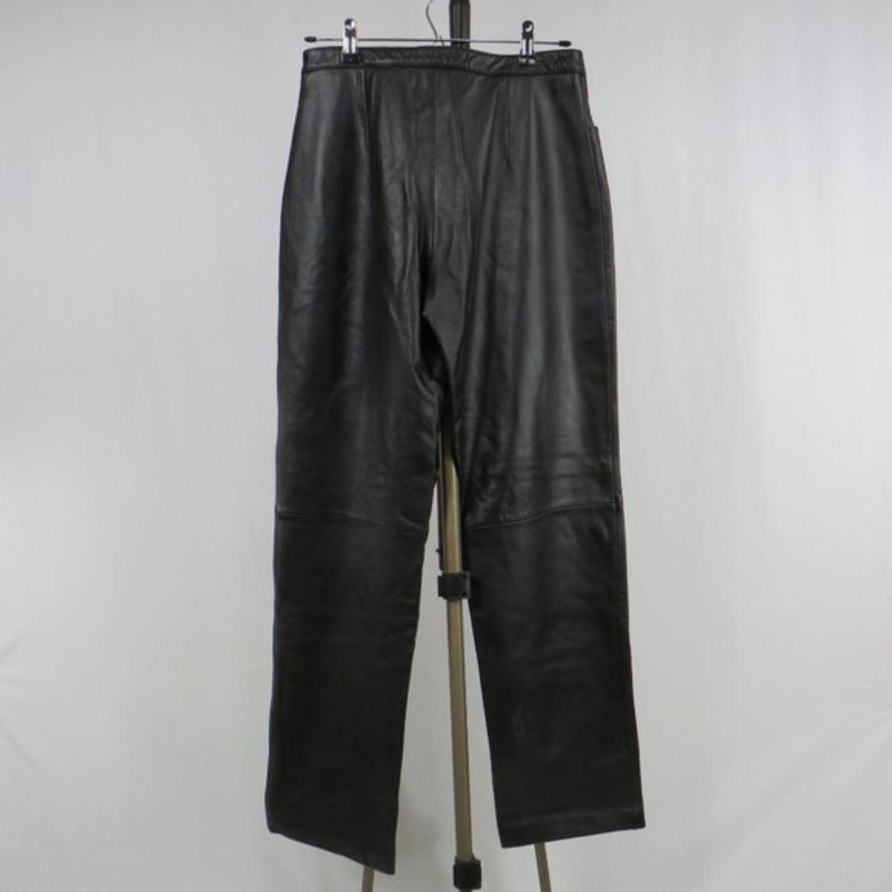 R2R black leather high-rise pants with 2 front... - Depop