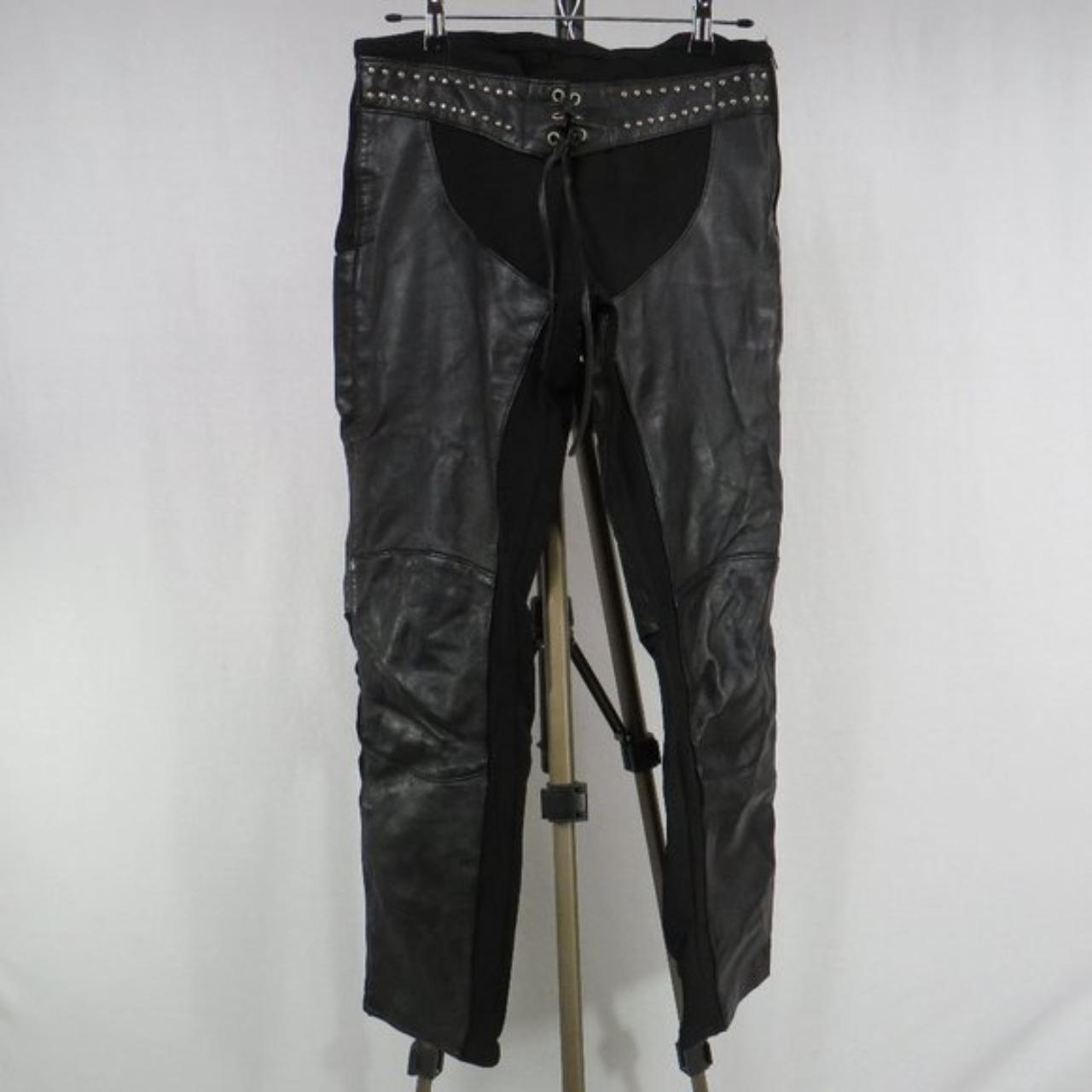 Black Leather Custom Made Pants With Stretchy Panels Depop