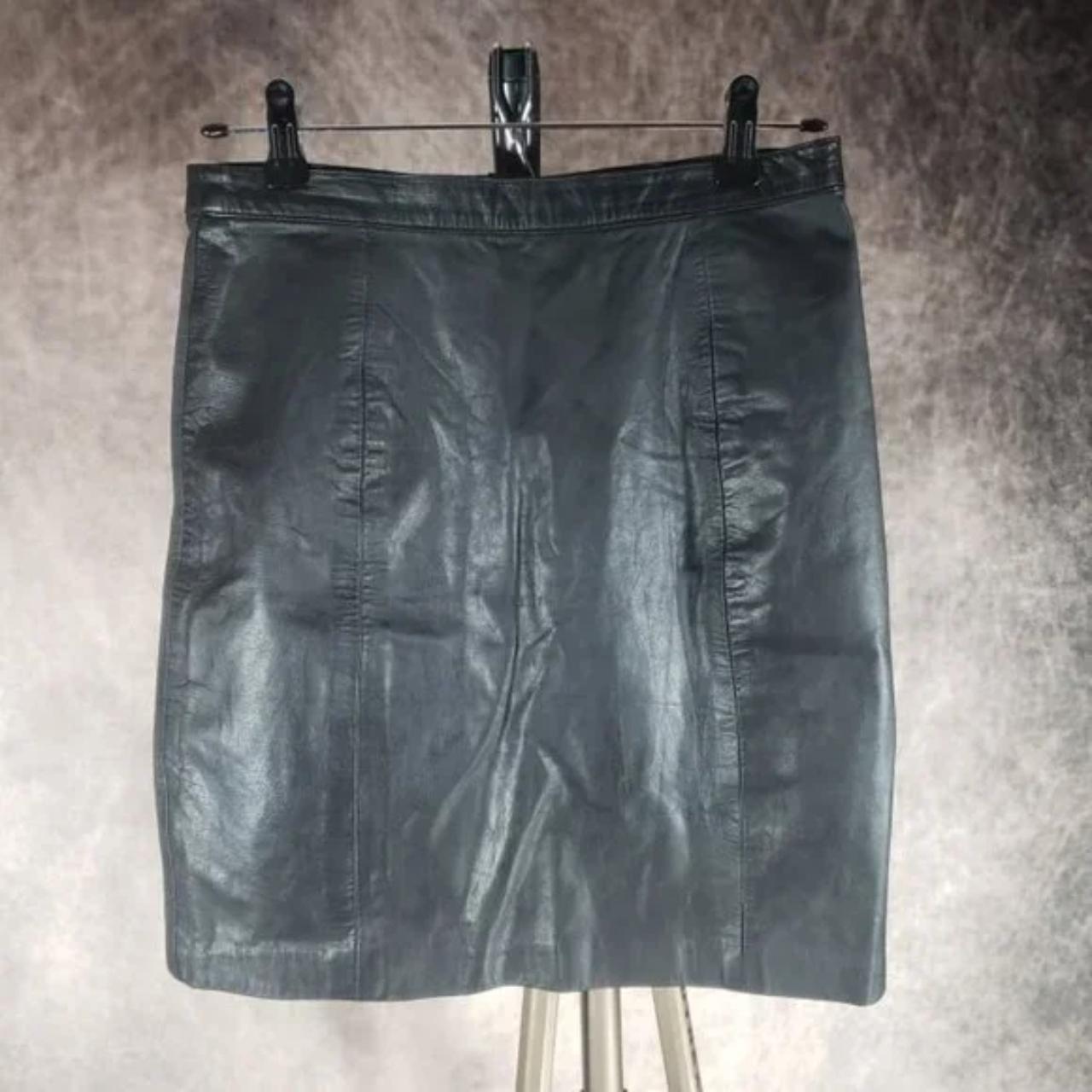 Vintage I.O.U. Leather vintage skirt with back... - Depop