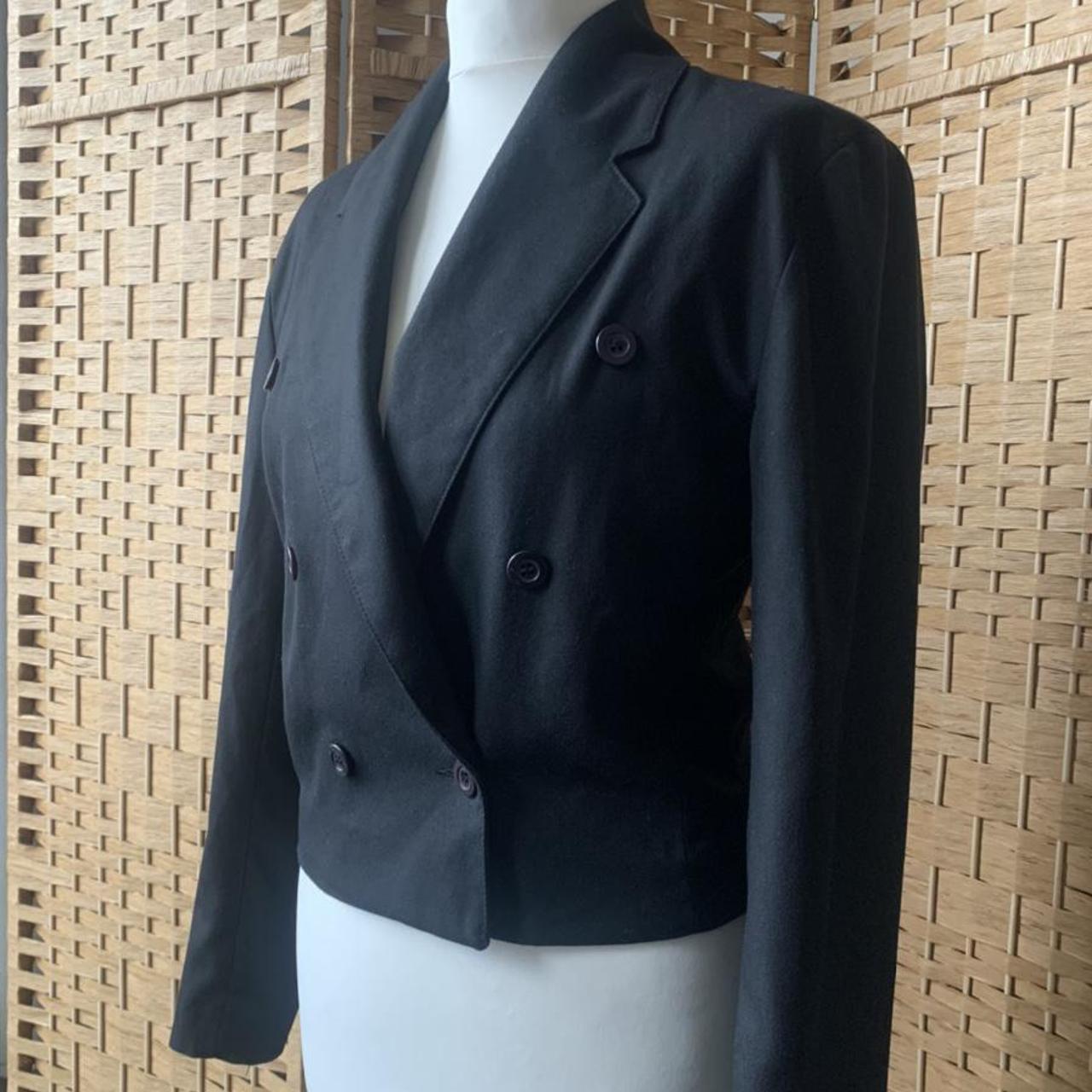 1980s New Romantics cropped black tuxedo jacket... - Depop