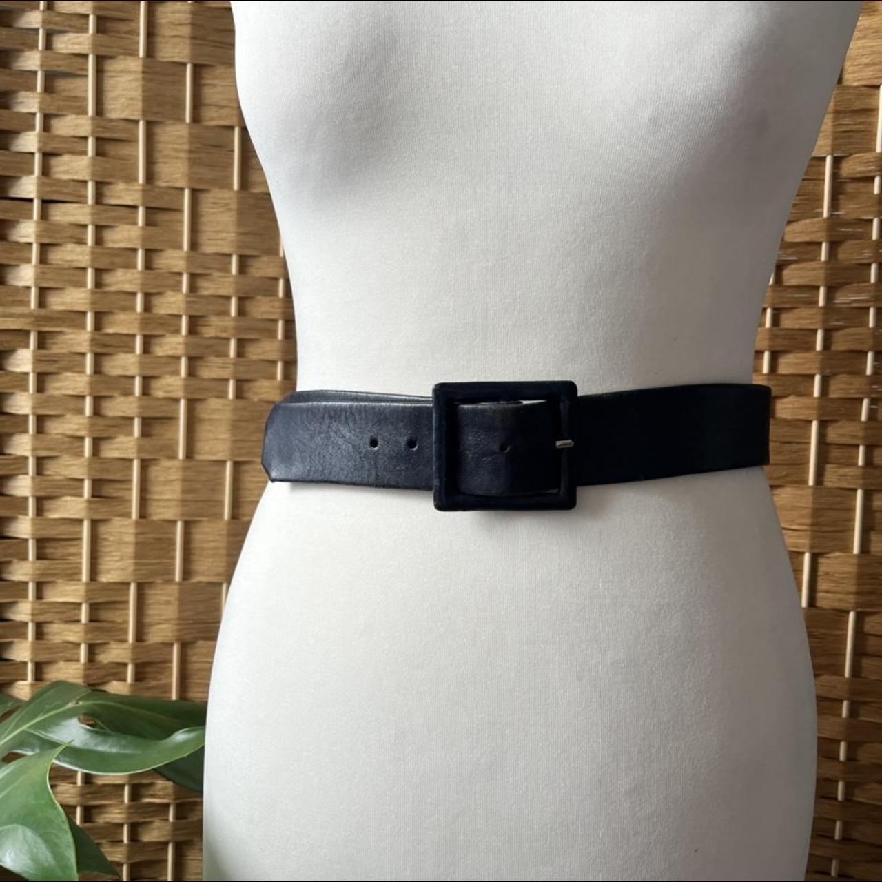 1960s dark navy high quality leather belt with... - Depop