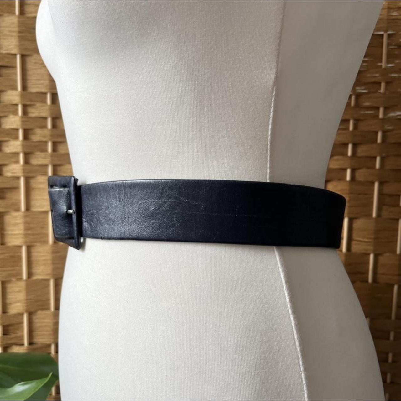 1960s dark navy high quality leather belt with... - Depop