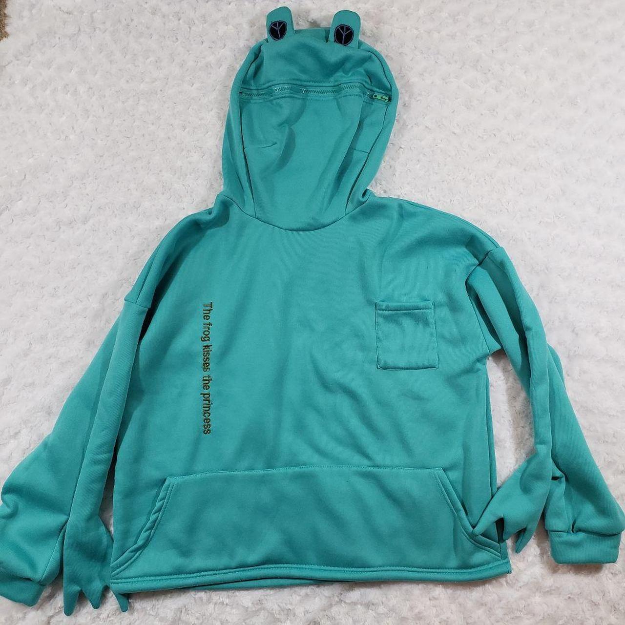 UNIQUE PIECE Size large teal hoodie with front chest Depop