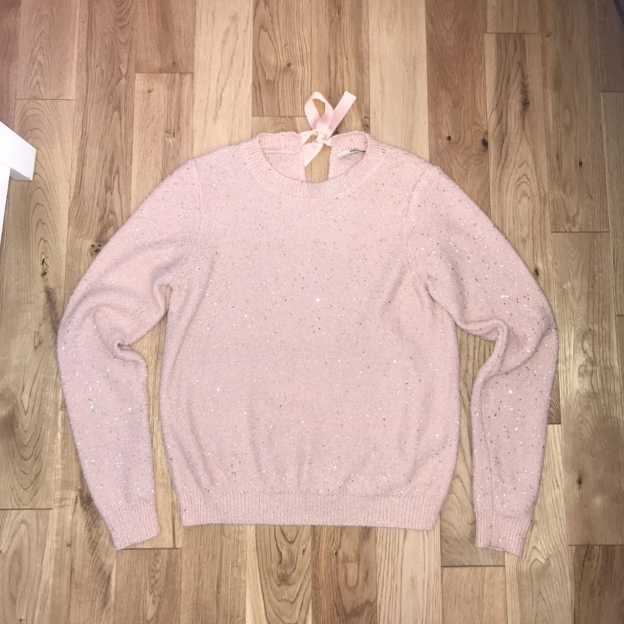 oasis pink sparkly jumper that ties at the back... - Depop