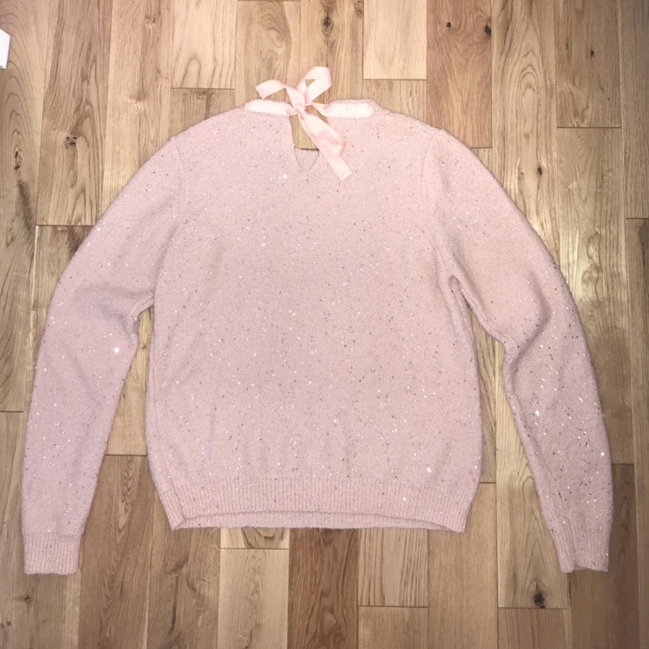 oasis pink sparkly jumper that ties at the back... - Depop