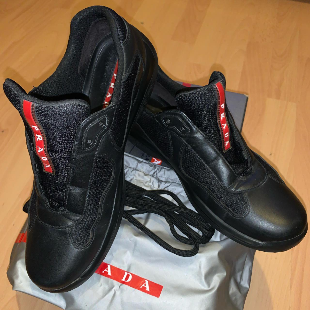 Worn - Men’s Prada American Cup Shoes - Black - Size... - Depop