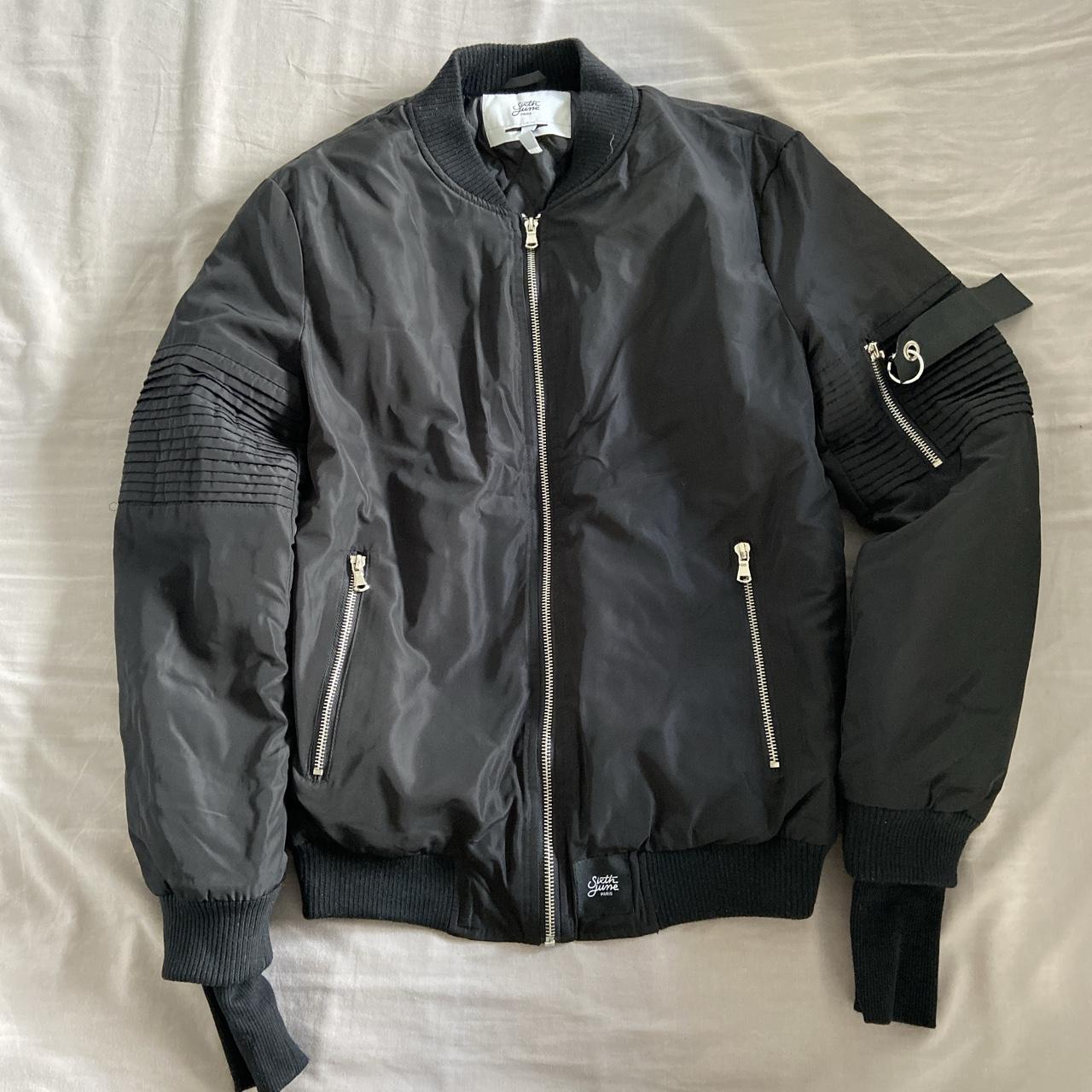 Sixth June black bomber jacket with biker style... - Depop