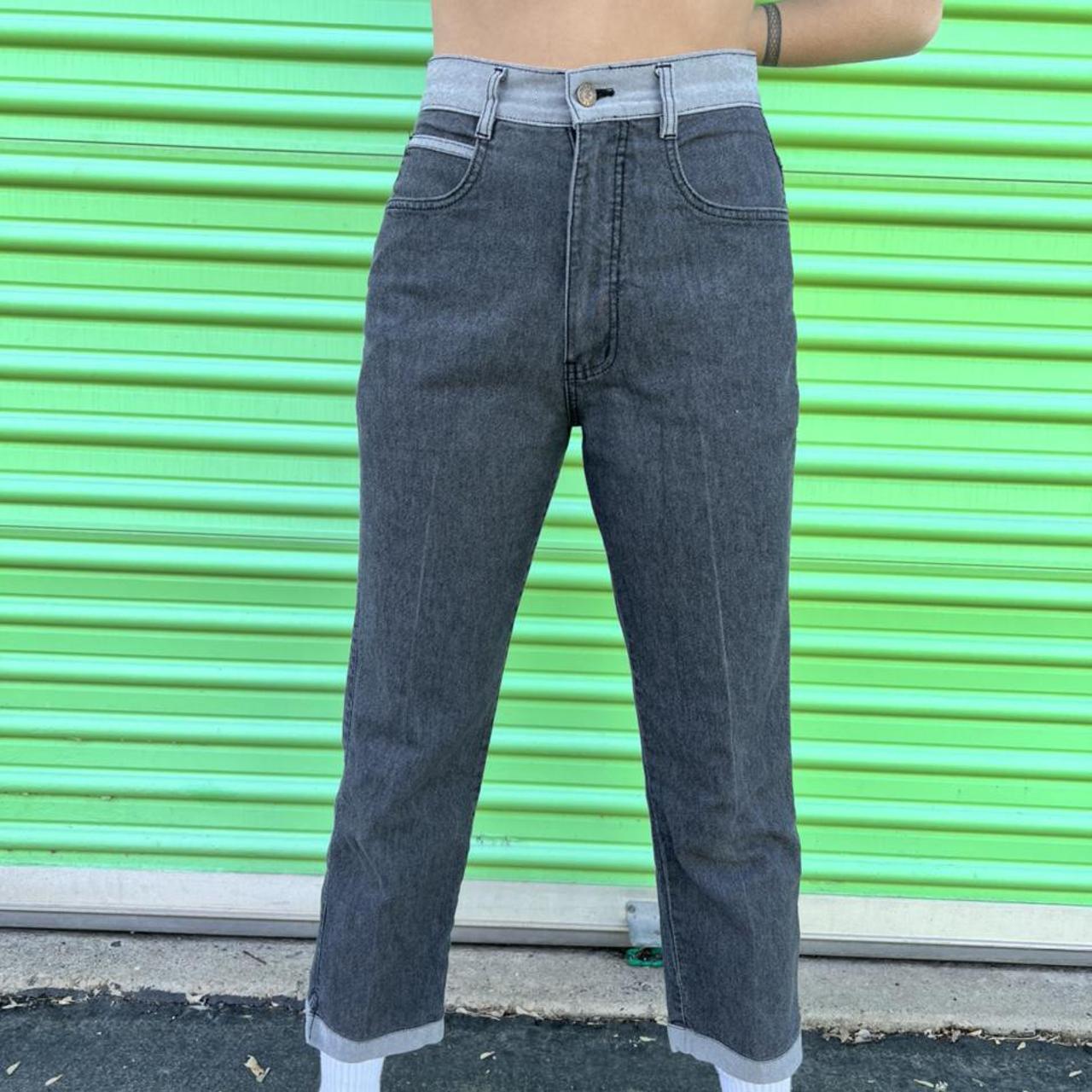 Gray Dual Tone High Waisted Tapered Fit Mom Jeans.... - Depop