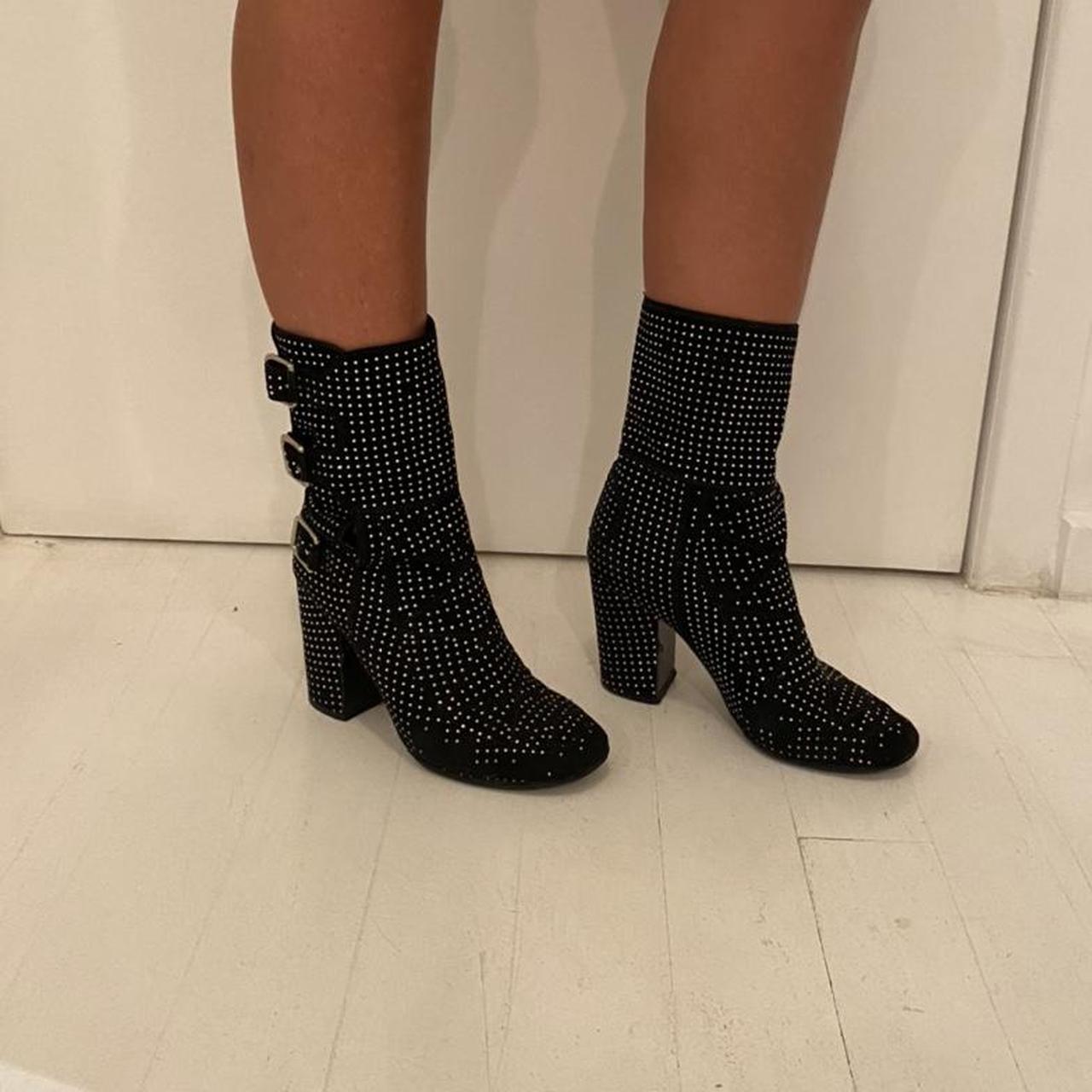 Womens black sale boots with rhinestones