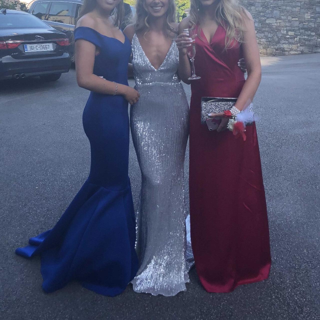 Sparkly silver debs dress, in perfect condition,... Depop